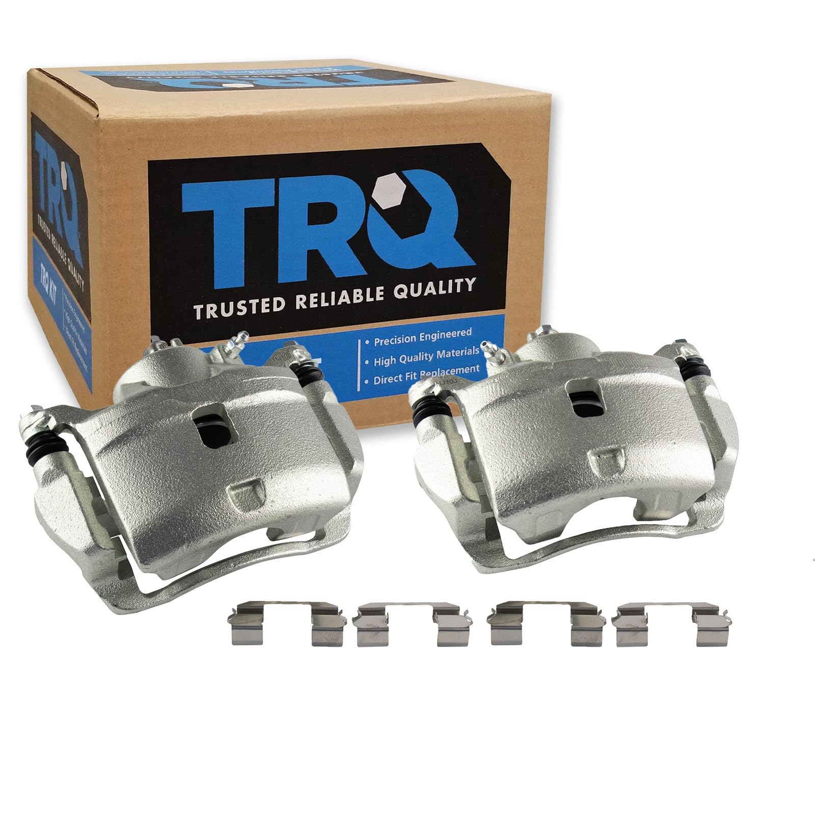TRQ Front Brake Caliper Set Zinc Coated Brackets