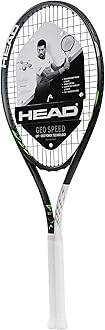 HEAD Geo Speed Composite Adult Tennis Racket Pre-Strung Head Light Balance 4 3/8 in Grip (White/Black, 27.5 Inch)