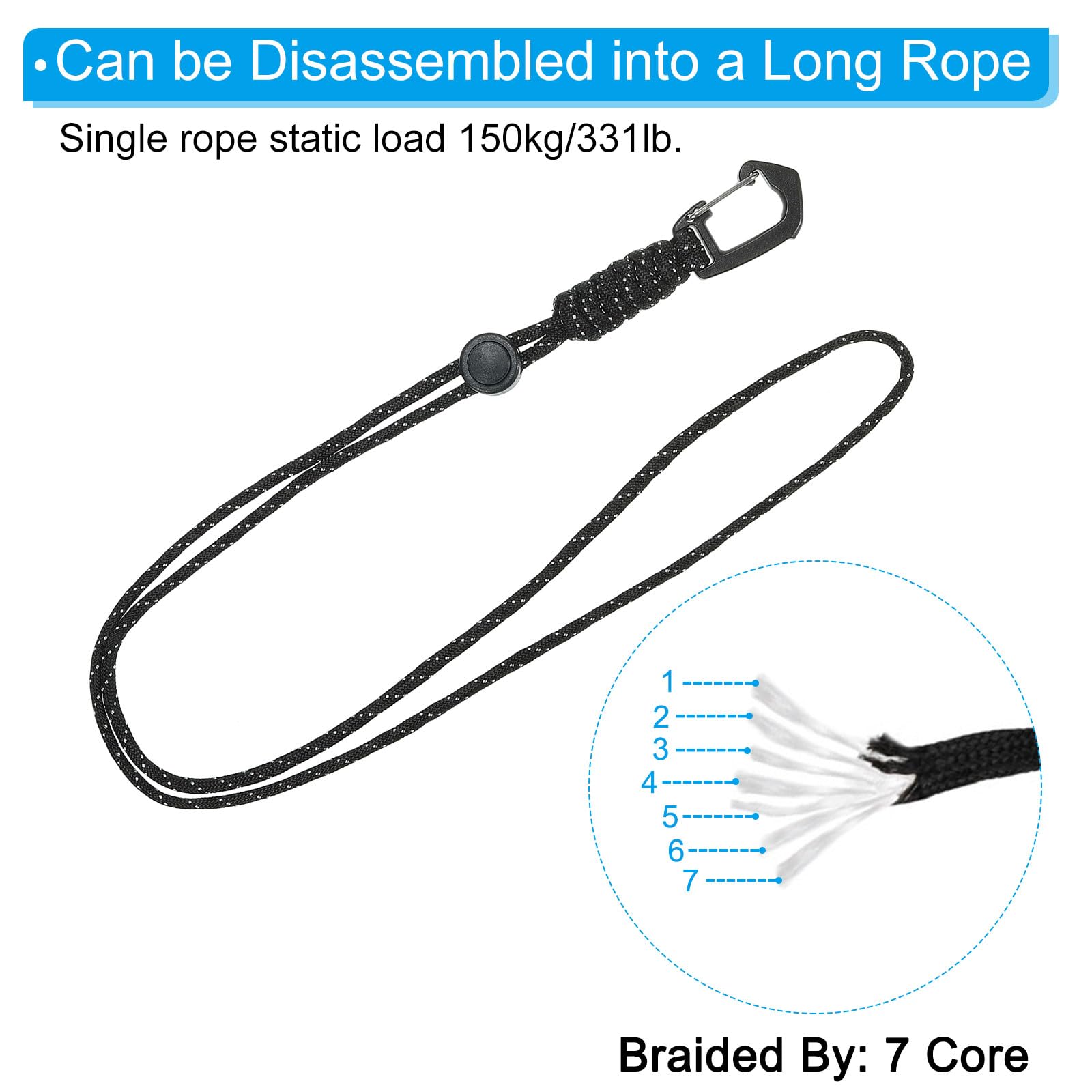PATIKIL Badge Lanyard 18.8 Inch, Necklace Keychain Cord Metal Clasp Hook Ring Strap for Keys Whistle ID Card Badge Holder Black White - Image 3