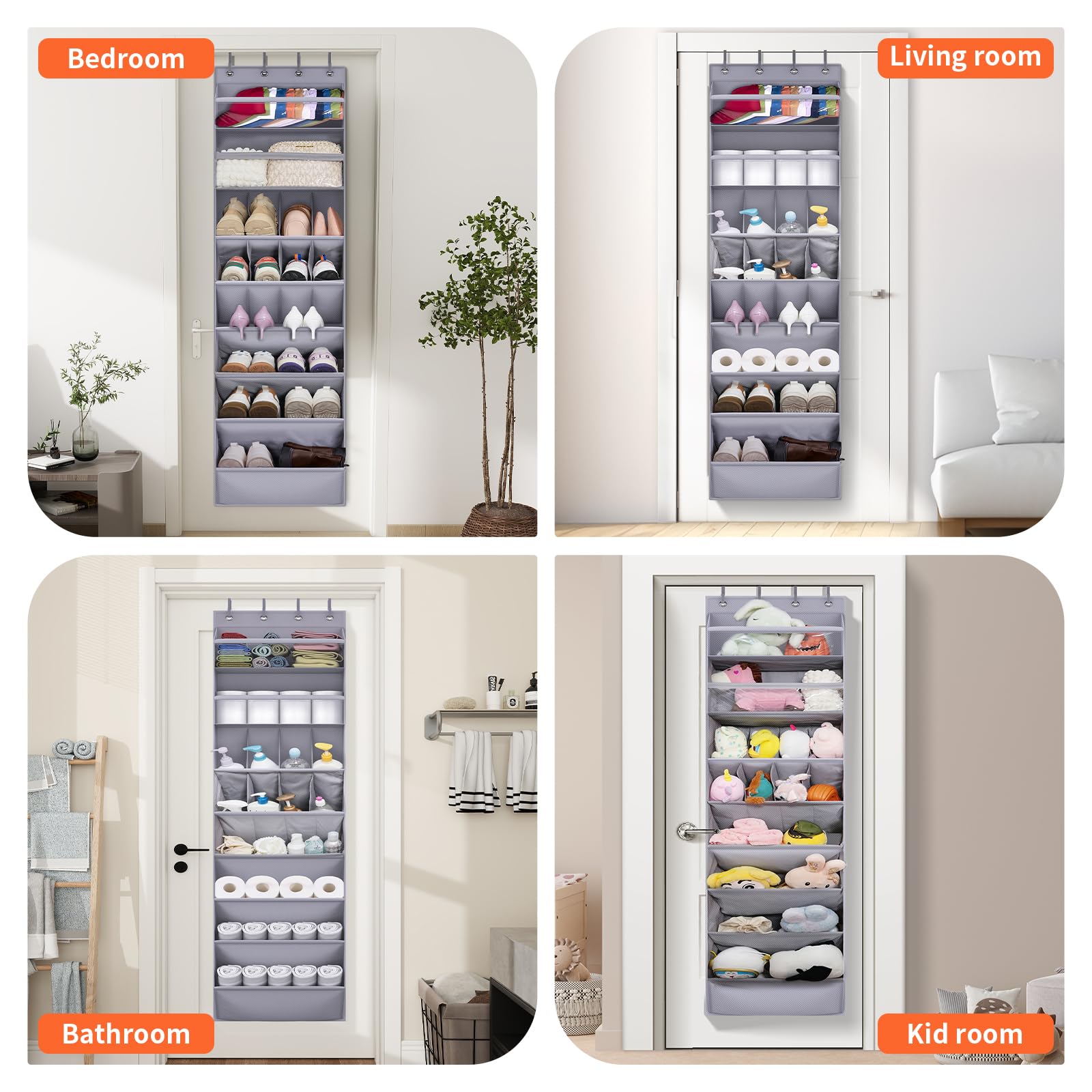 FENTEC Organizador de zapatos para colgar sobre la puerta, 8 niveles para colgar zapatos, organizador de zapatos para ahorrar espacio, organizador de zapatos en la parte trasera de la puerta
