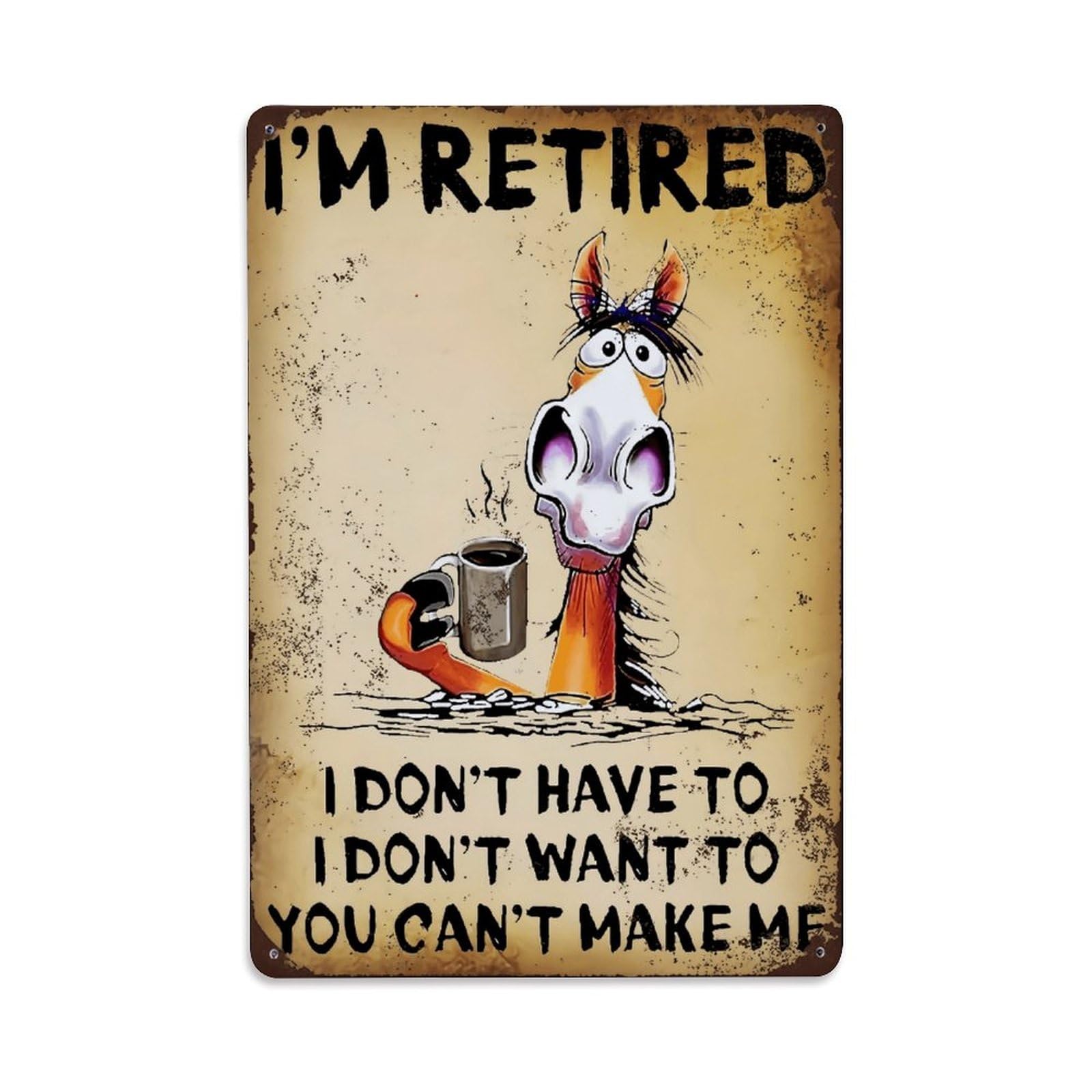 Ldfuieksufg Style Retired Funny Horse Vintage Metal Sign Vintage Aluminium Metal Sign, Retro Wall Decor For Home, Bar, Garage & Farmhouse 30X20cm