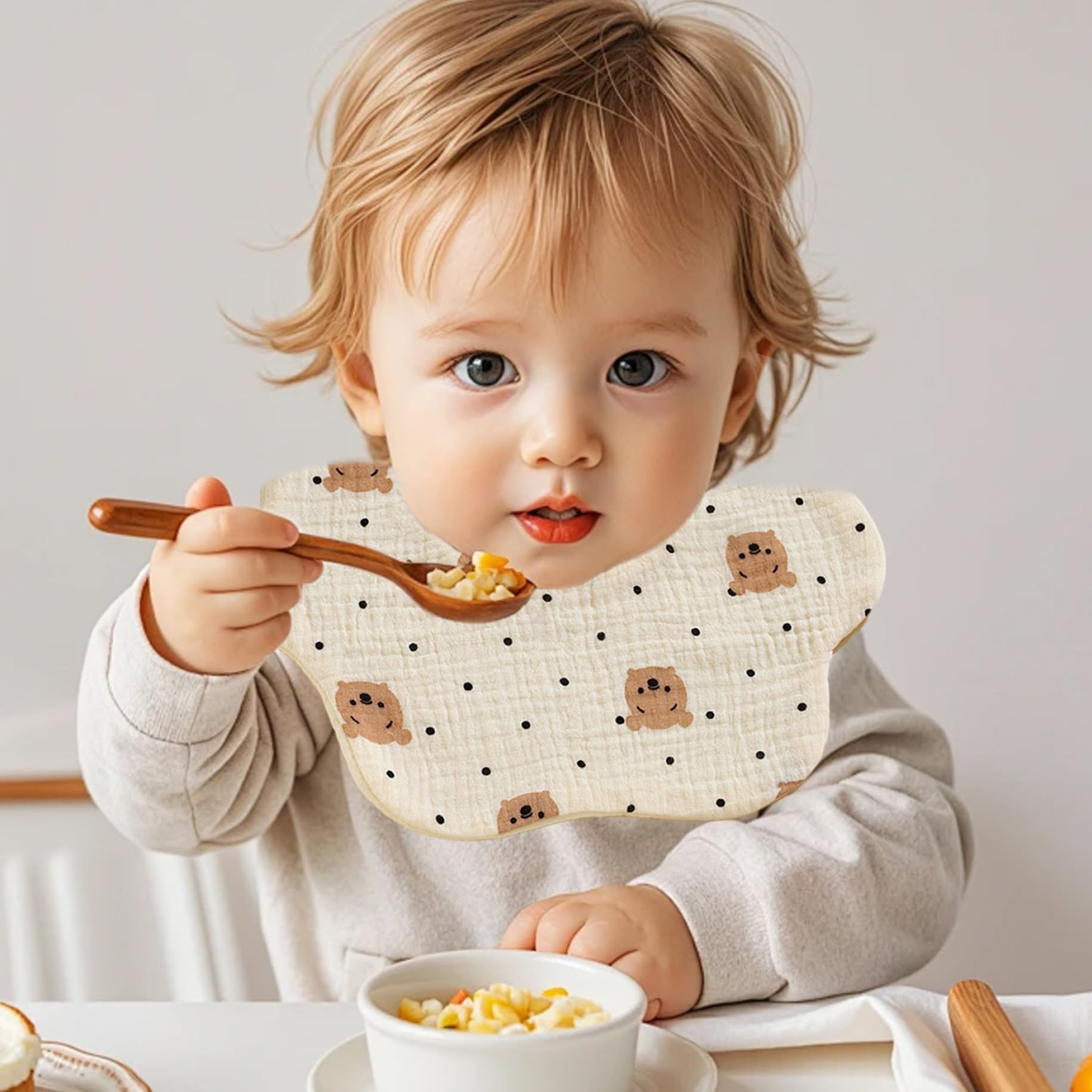 Baby Bibs Absorbants Rapide Dry Mignon 7pcs pour baver et dentition avec clichés réglables Unisexe
