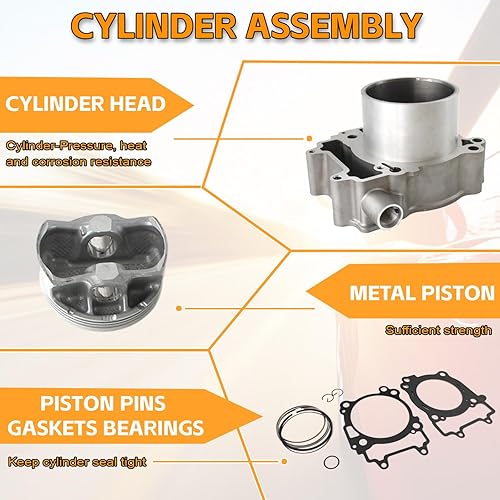 Miniatura 3 de PANGOLIN Kit de reconstrucción de extremo superior de junta de cilindro de 3.898 in para Polaris Ranger 570 2014-2019, reemplazo 810965 3022860