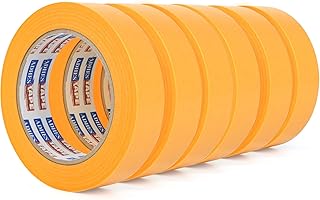 ADHES Malerkrepp Kreppband, UV-beständig für sieben Tage Gelb 25mm x 50m, 6rolle maler klebebänder für Malerarbeiten, Saubere Kanten, Keinerlei Rückstände
