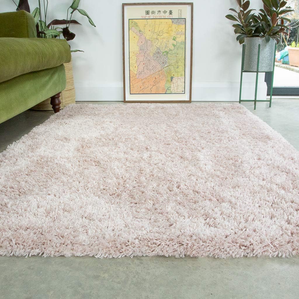 Pink Thick Shaggy Rug Blush Modern Durable Super Soft Fluffy Shag Rugs Living Room Area Bedroom 80cm x 150cm
