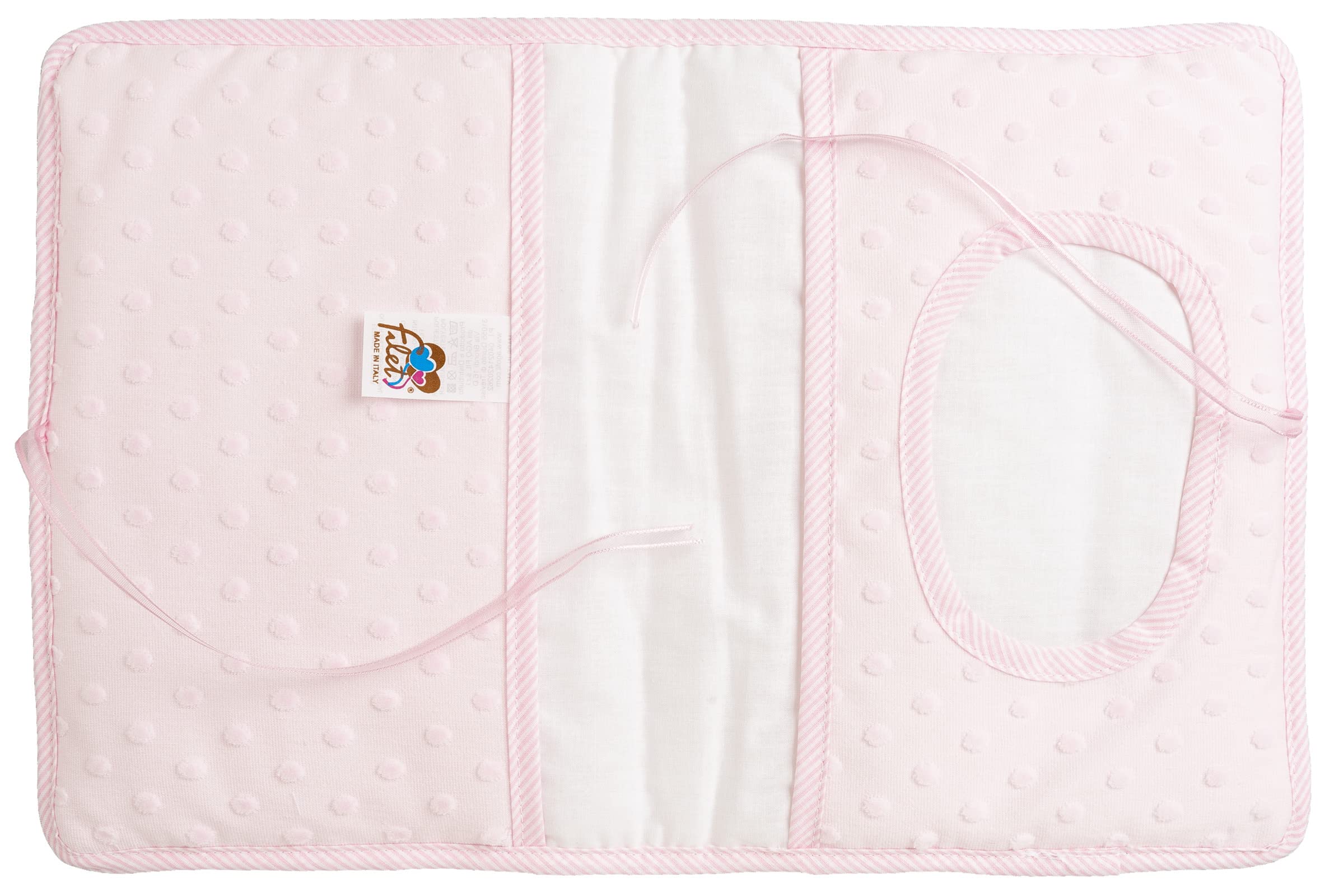 Filet - Pochette à langer pour ranger les couches et lingettes à broder, en tissu doux, idée cadeau pour les futurs parents, fabriqué en Italie, couleur rose