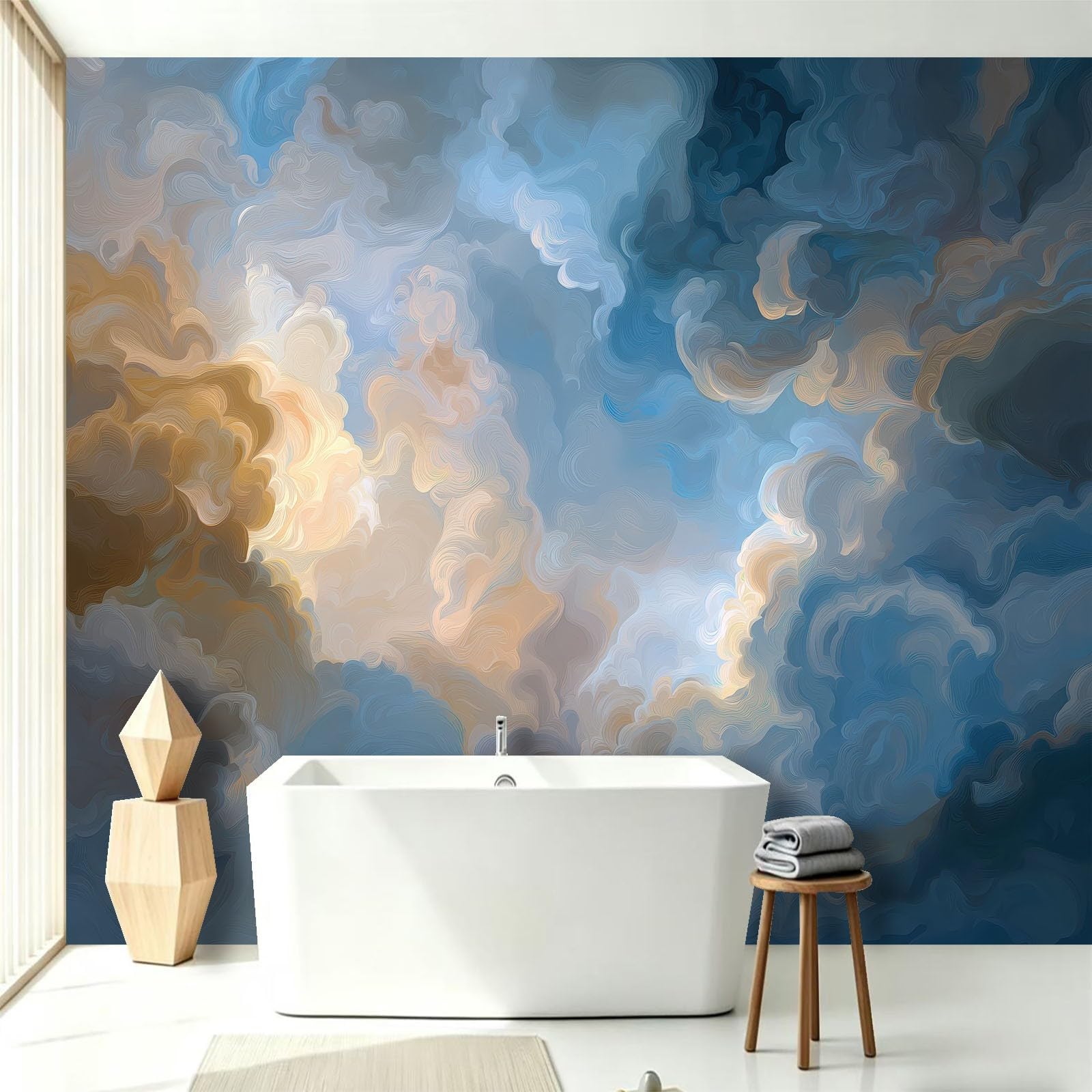 Panoramiczna tapeta niebo mgiełka chmury 200 x 140 cm (szer. x wys.) gigantyczny plakat ścienny tekstura dekoracja artystyczna - fototapeta z włókniny do salonu, sypialni, tło TV i biura (łatwy w