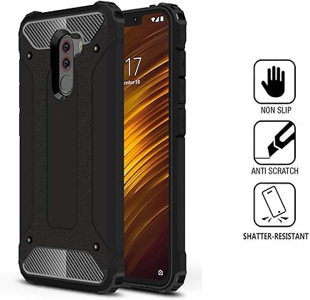 DAYNEW Funda para Xiaomi Pocophone F1,PC con TPU Funda Interna Suave,[Tough Armor] Extrema protecci?n y Tecnolog?a de coj?n de Aire con Kickstand para Xiaomi Pocophone F1-Negro