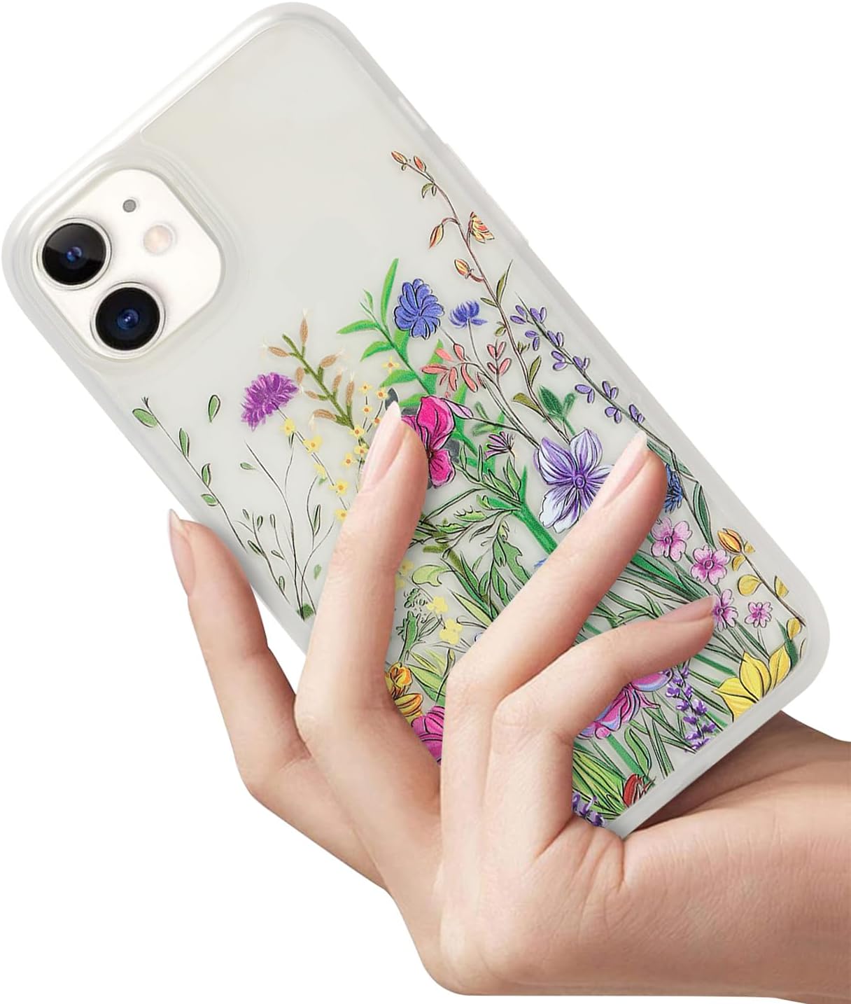 for iPhone 12/12 Pro Case with Built-in Screen Protector,Clear Soft Shockproof Slim Fit Floral 360 Full Body Protective,for Apple iPhone 12/12 Pro Phone Cases for Women Girls-Pattern 1 - Image 3