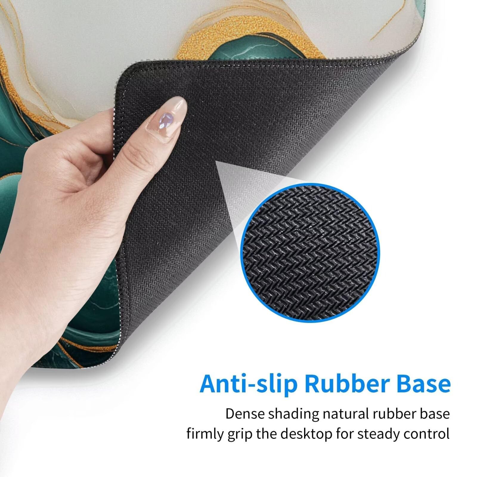 Gaming Mauspad XXL,900 x 500 x 3mm Mousepad Verlängertes Groß Mauspad Schreibtischauflage,Genähte Kanten rutschfeste Gummibasis,Verbessert Präzision und Geschwindigkeit Home Office Weiß Grün L-3484