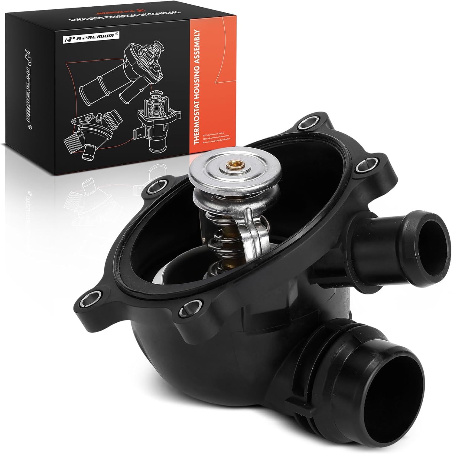 A-Premium Engine Coolant Thermostat Housing Assembly with O-ring & Sensor Compatible with Audi A8 Quattro 2013-2018, RS7 2014-2018, S6/S7/S8 2013-2018 & Bentley Flying Spur 2015-2018, Continental