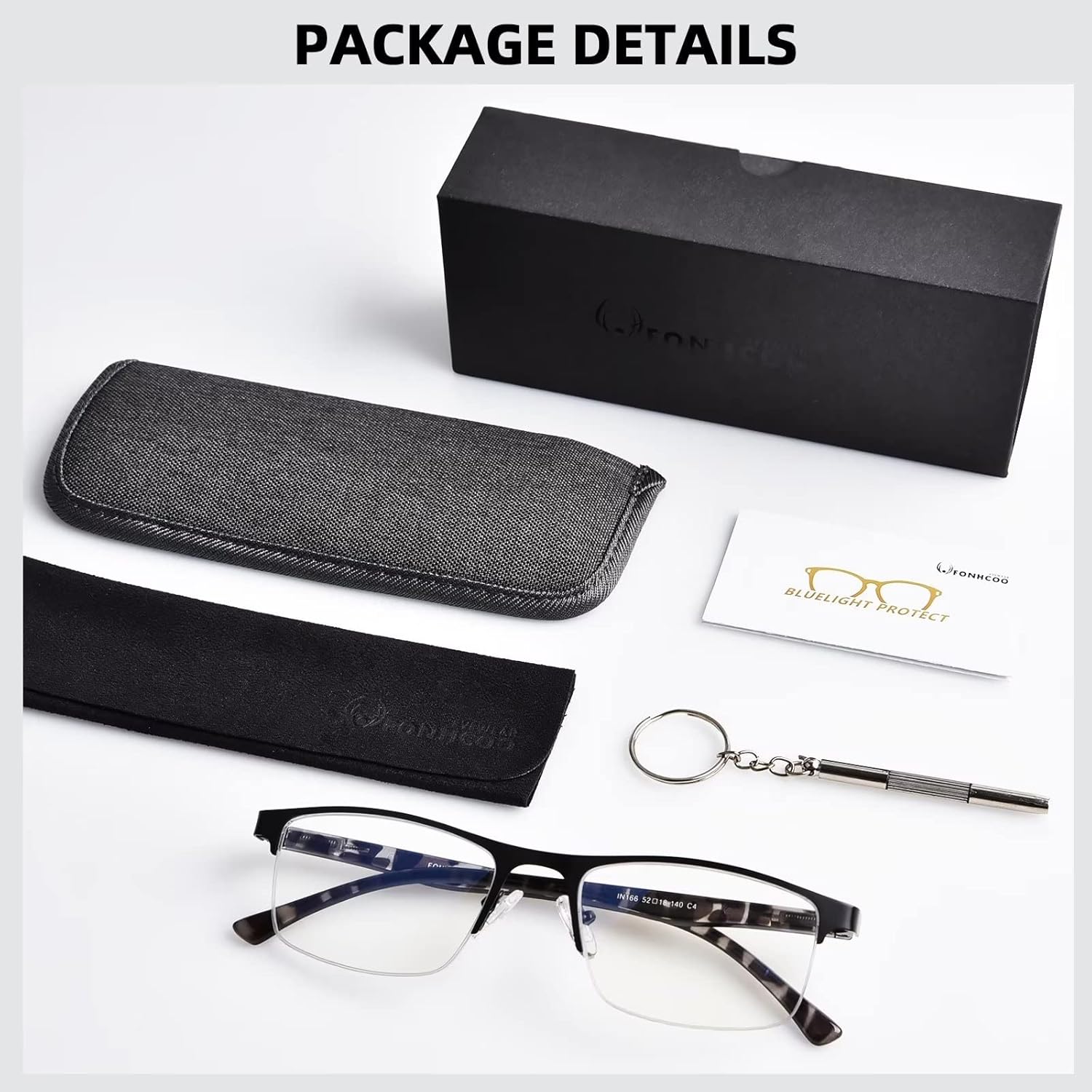 FONHCOO Reading Glasses for Women Men, Blue Light Blocking Reading Glasses Metal Half Frame Computer Readers Anti UV/Glare - Image 7