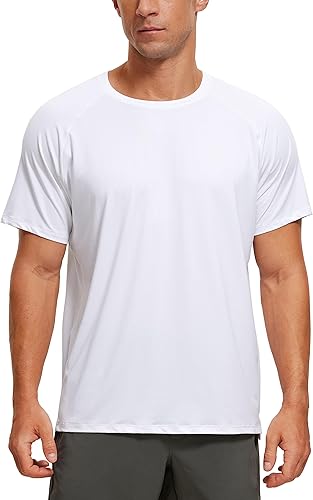 CRZ YOGA Camiseta de manga corta para hombre, de secado rápido, para gimnasio, atletismo, correr, elástica, para hombre