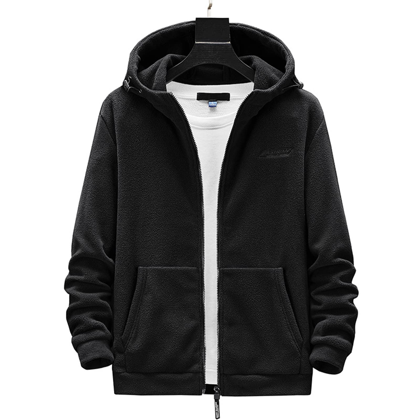 HB1 Chaqueta de Lana Polar de Invierno Ropa Deportiva con Capucha Abrigo Suave a Prueba de Viento Cálido Cremallera Abrigo de Color Sólido