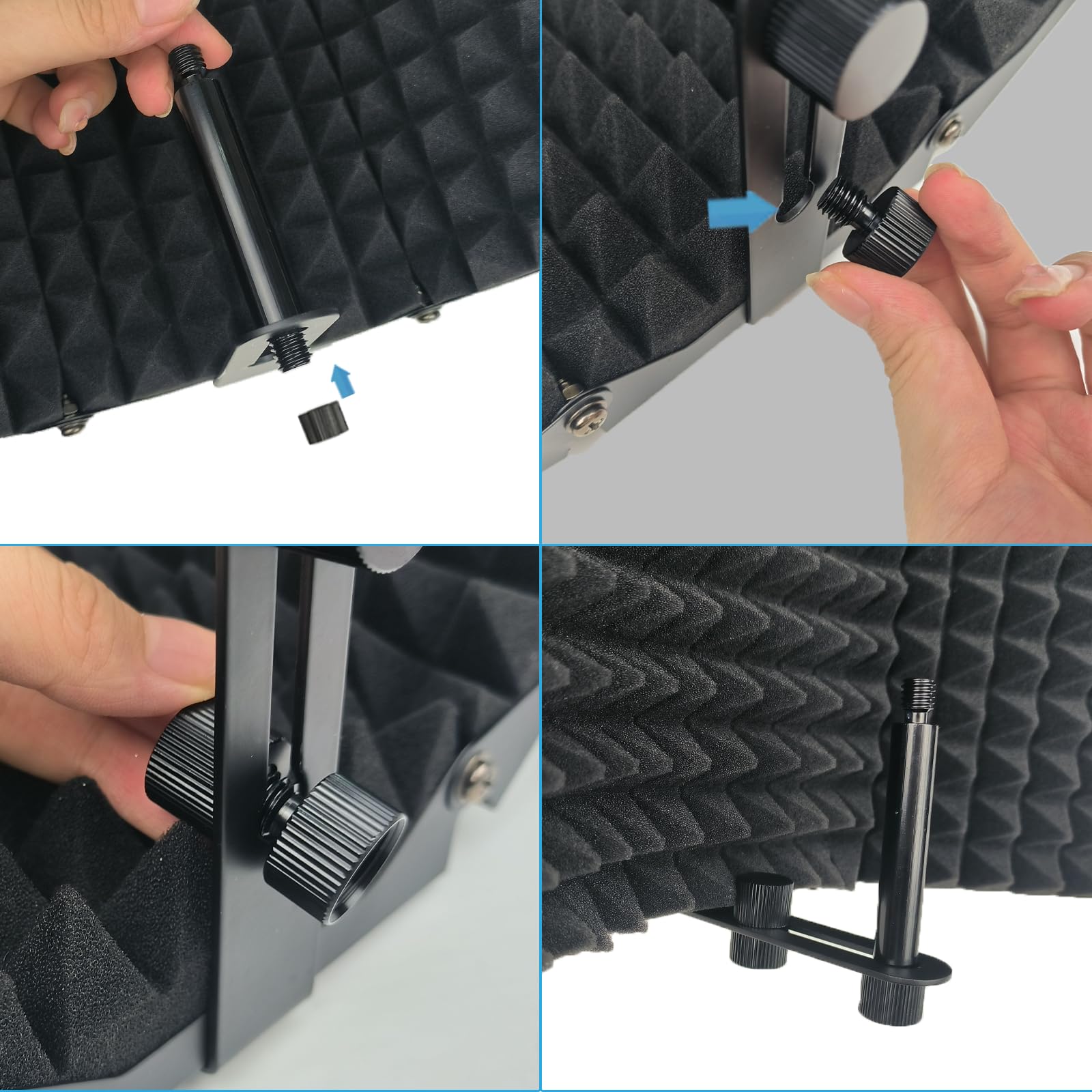 Microphone Isolation Shield, Unfold 180 ° pieghevole Studio Mic Sound Absorbing Foam Reflector Shield professionale per Tabletop Countertop Stand Microphone Recording Equipment Studio, nero