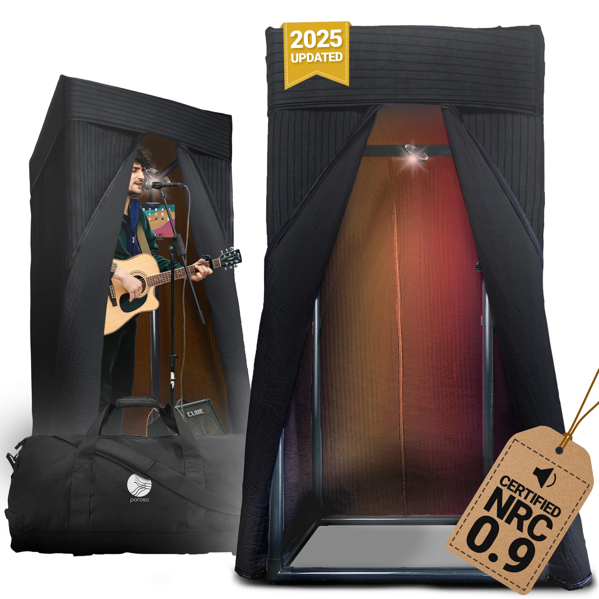 Updated 2025 OEM RECORDING SOUND BOOTH | Portable Studio for Crisp Dry Vocals | Acoustic Treatment for Any Space | Sound Isolation Booth for Home Studio | 5-Min Assembly w/Travel Bag & Extras