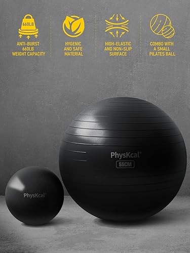 Miniatura 2 de Pelota de yoga para ejercicio, juego de pilates, 4 tamaños de pelota de fitness para entrenamiento, parto, embarazo, terapia física, bomba incluida