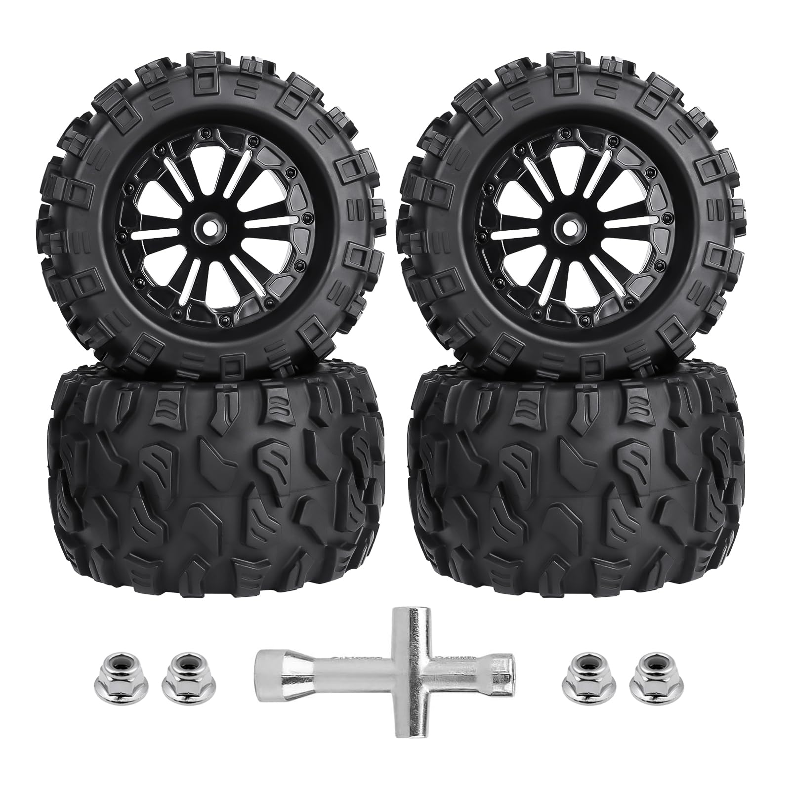 4X 125mm Diametro Esterno RC Camion Pneumatici e Ruote 12mm Hex Mozzi per 1/10 Scala Traxxas Redcat Superare RC Modelli Auto