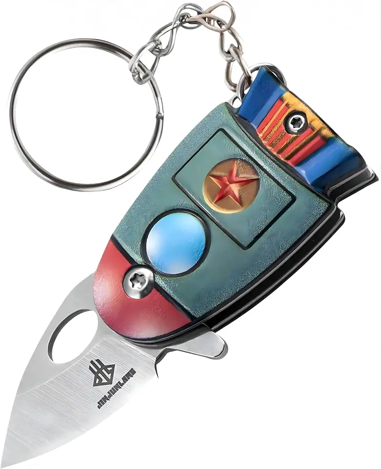 Mini Canivete Chaveiro Rocket – Lâmina Aço Alto Carbono, Dobrável, Uso Diário, Abridor de Caixas, Camping, Fishing & EDC Masculino/Feminino