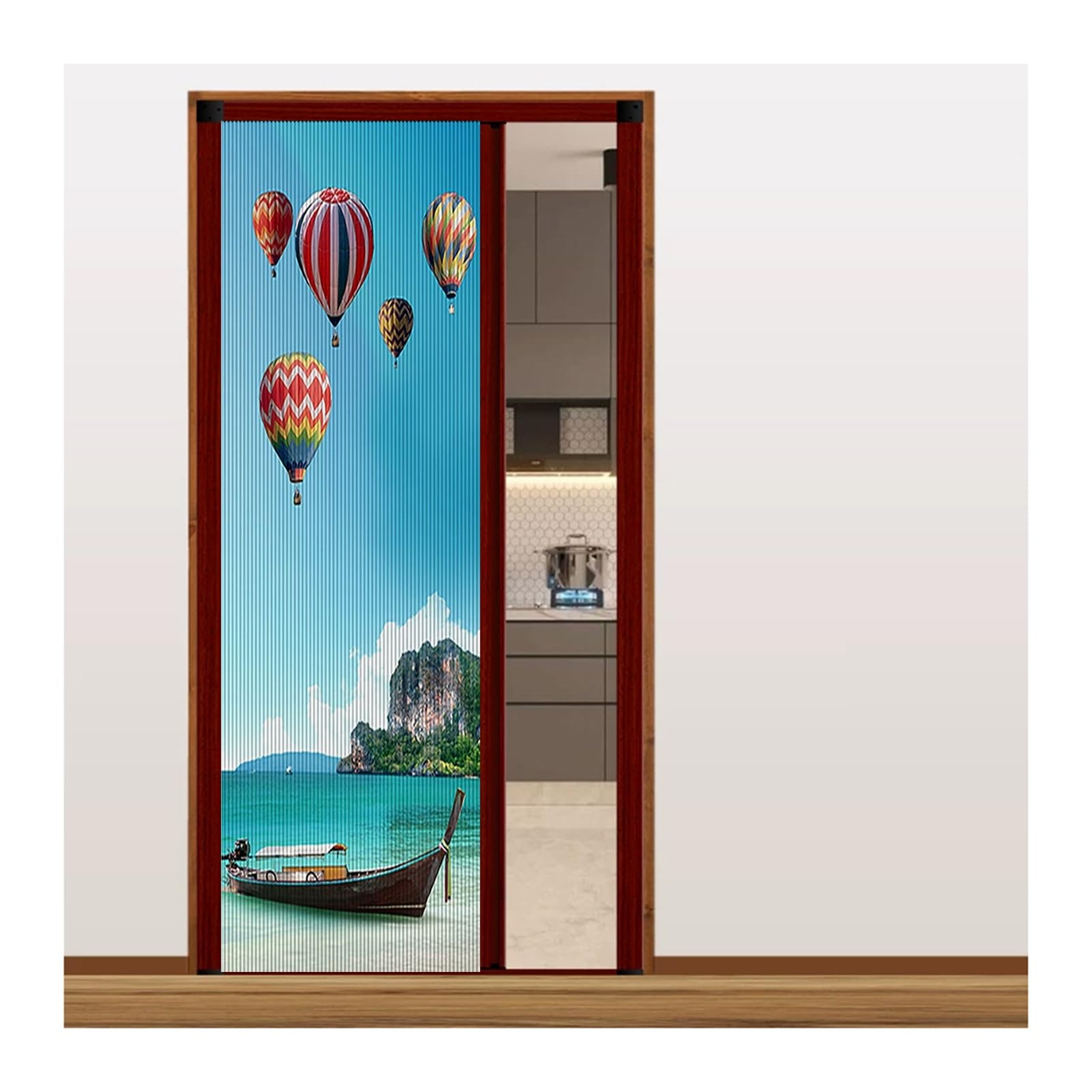 Folding Accordion Doors Interior, No-Drilling Sliding Doors with 100% Blackout Cellular Shades, for Hallways Balcony Kitchen Shower Closet(Red Frame,80x210CM)
