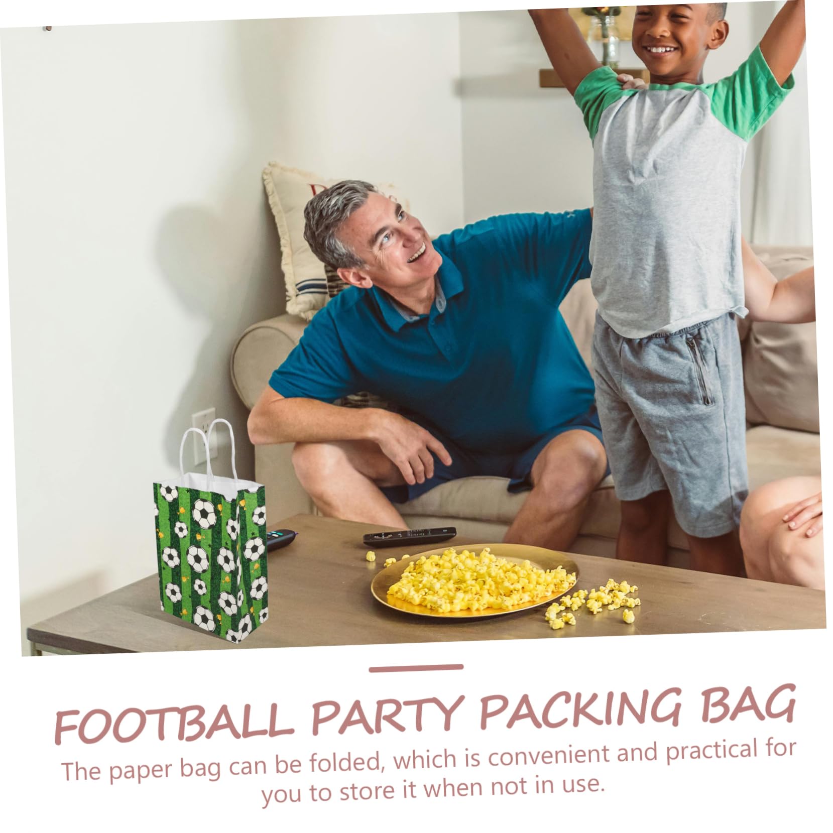 SEWACC 96 Stück Geschenktüten Aus Papier Einkaufstüten Mit Griffen Aufbewahrungsbeutel Kleine Tüten Für Fußball Taschen Mit Griffen Fußball Papiertüten Mit