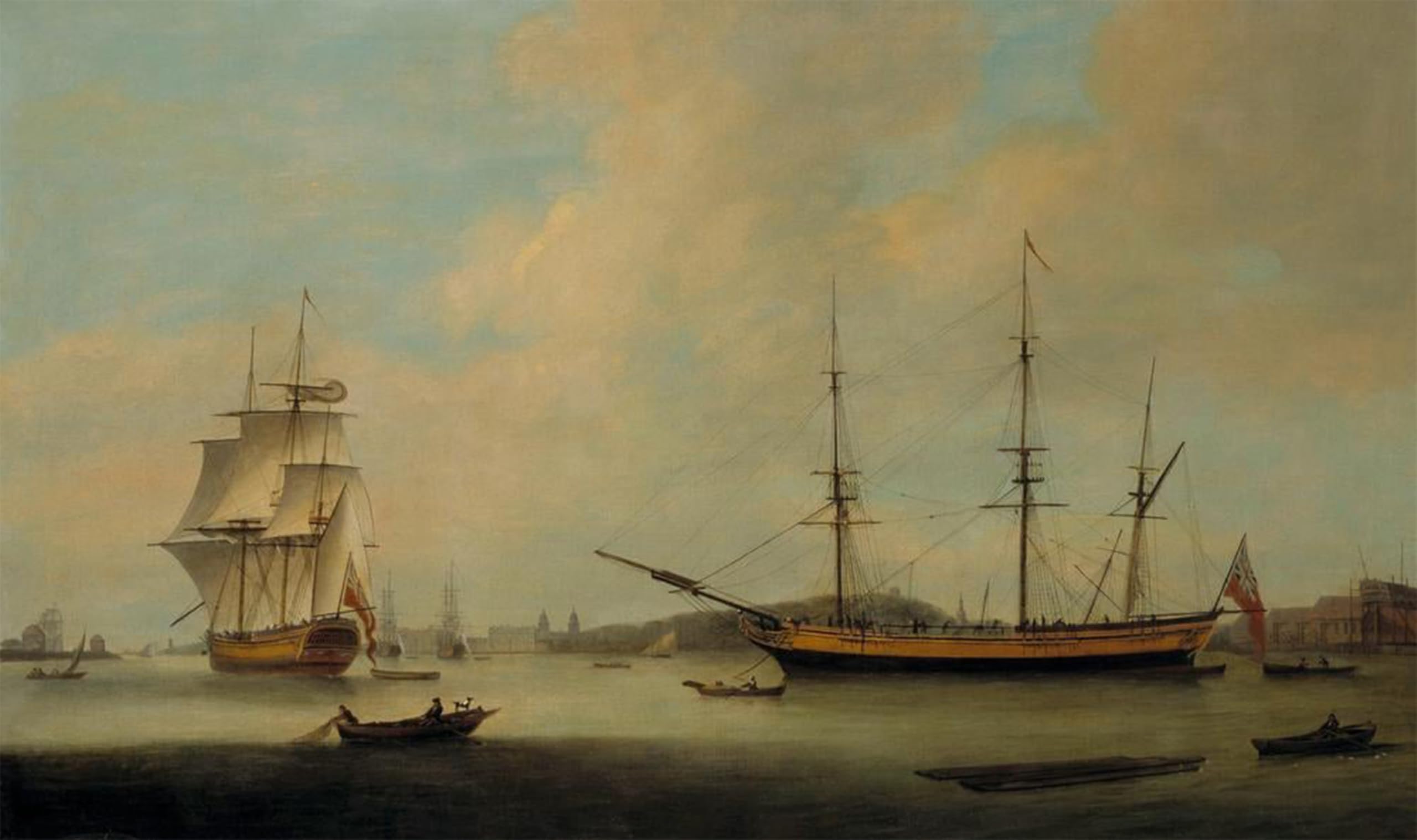 ARTXLXXBN Famous Prints Artwork Pictures Poster Painting Art the U.s Ship Granville off Deptford by Luny Artwork Landscape Pictures for Home Decor 60x90cm