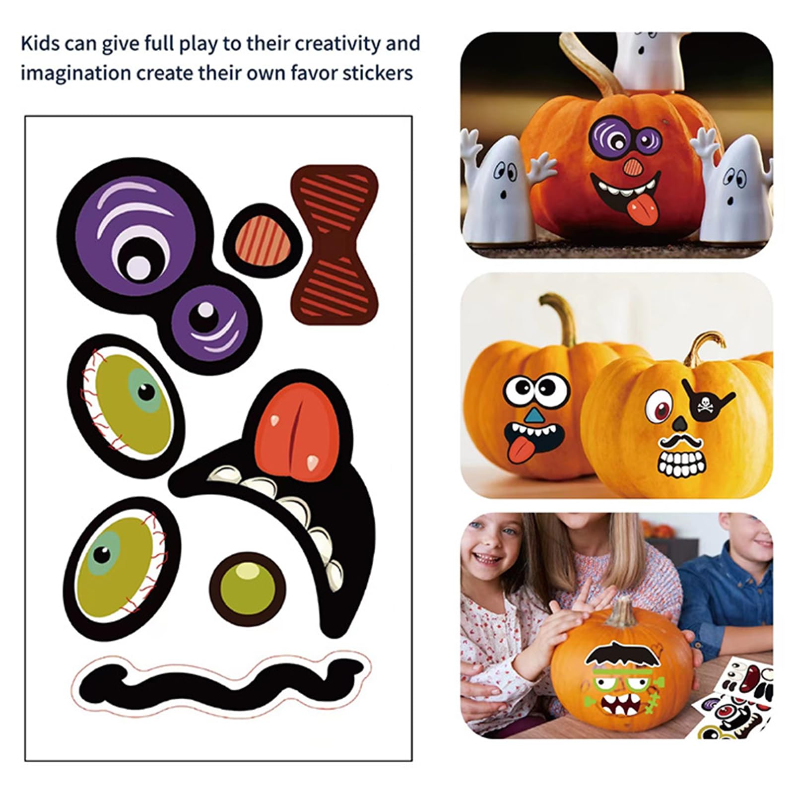 TRIXES 32-teiliges Kürbis-Bastelset – Mit Schaumstoff-Kürbissen & Aufklebern, Für Halloween-Party, Kinder