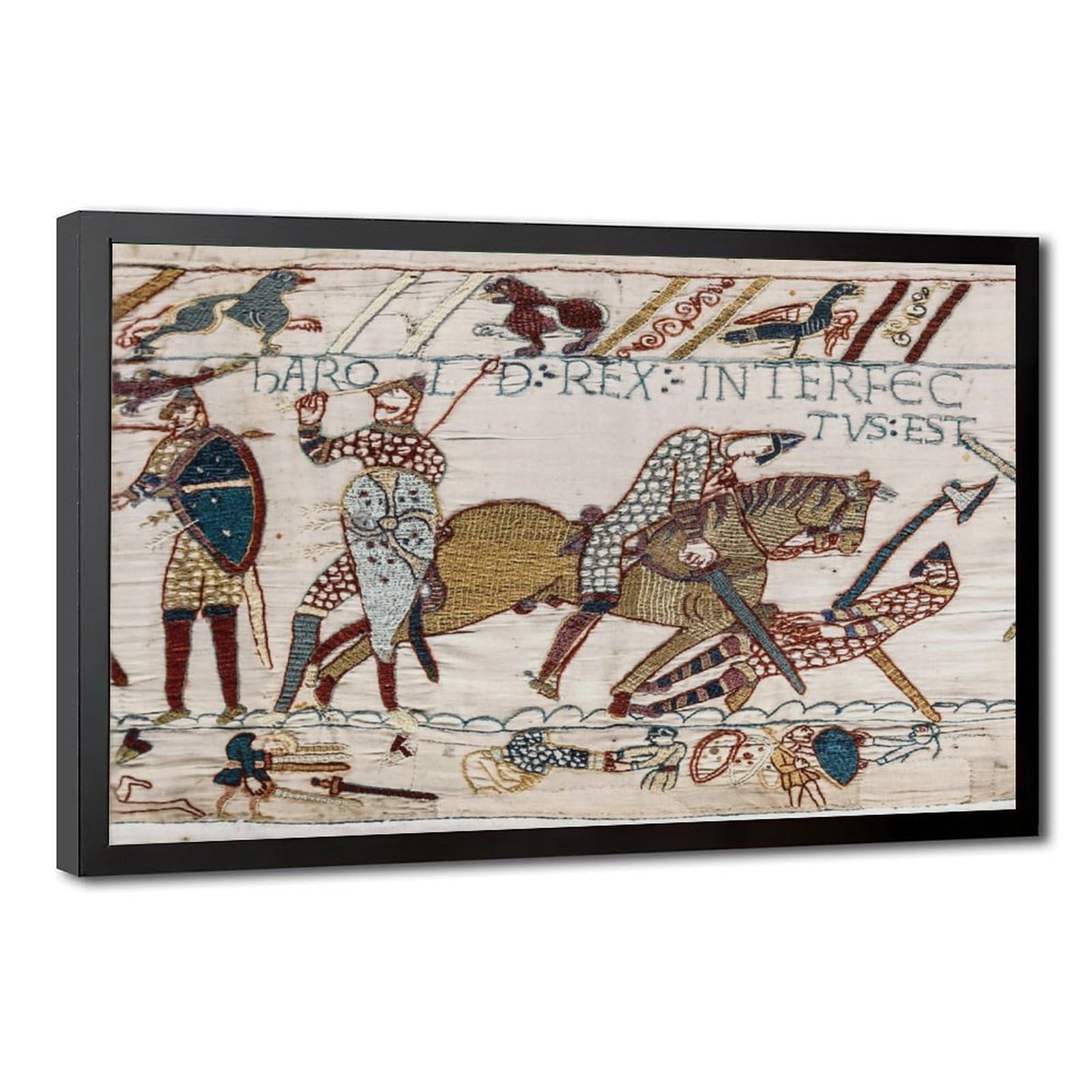 WCYB Bayeux Tapestry - Battle of Hastings - The Death of Harold II 1070 Prints Posters Canvas Deco Paintings Wall Art For Office Living Room Hangable Frame