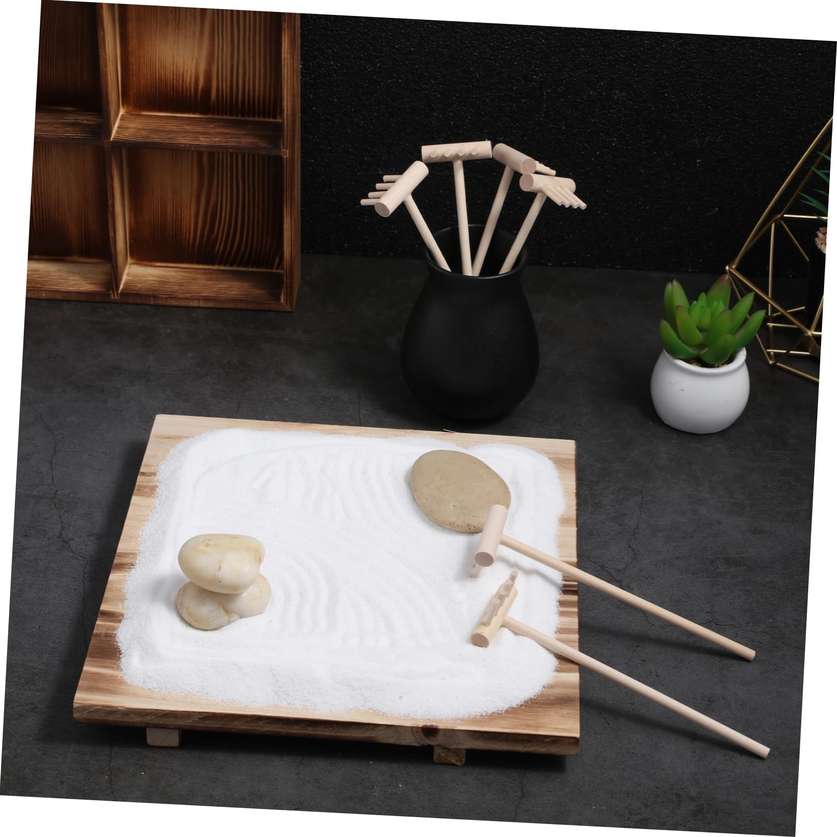 Yardenfun 12pcs Mini Sand Rake Set - Micro Landscape Gardening Tools - Bamboo Zen Garden Accessories - Compact Desk Decor - Small Outdoor Toy - Sandbox Tool Kit - Tabletop Meditation Tray Rakes