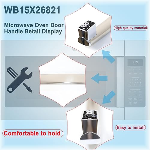 Miniatura 5 de Reemplazo de manija de puerta de microondas WB15X26821 GE, piezas de microondas eléctricas generales, compatible con JVM6175SK2SS JVM7195SK3SS