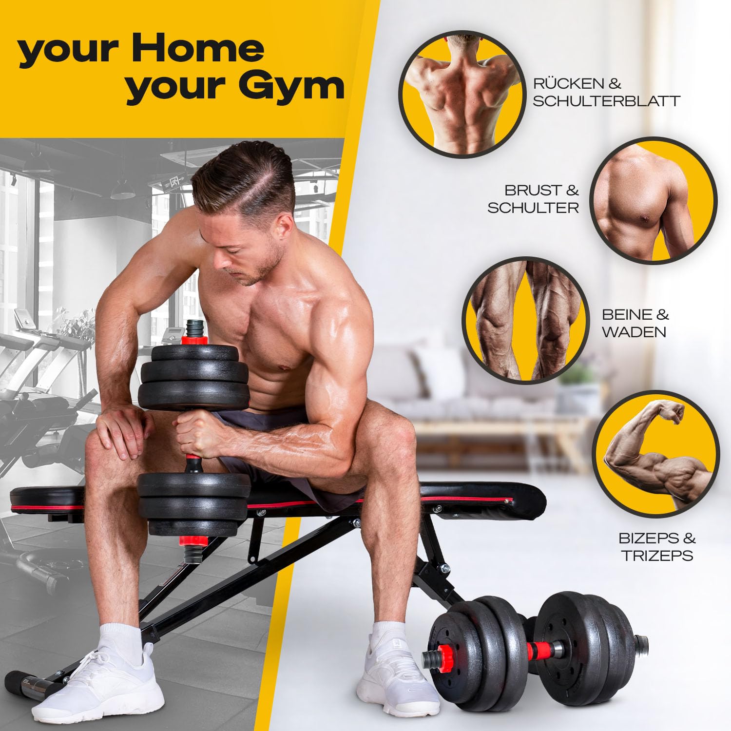 Sportstech 2in1 innovative Hanteln AH150 | Kurzhanteln & Langhantel | Hanteln Set mit 20/30/40kg | Hantelset verstellbar mit Sternverschluss + langes Verbindungsstück | Fitness für Männer & Frauen