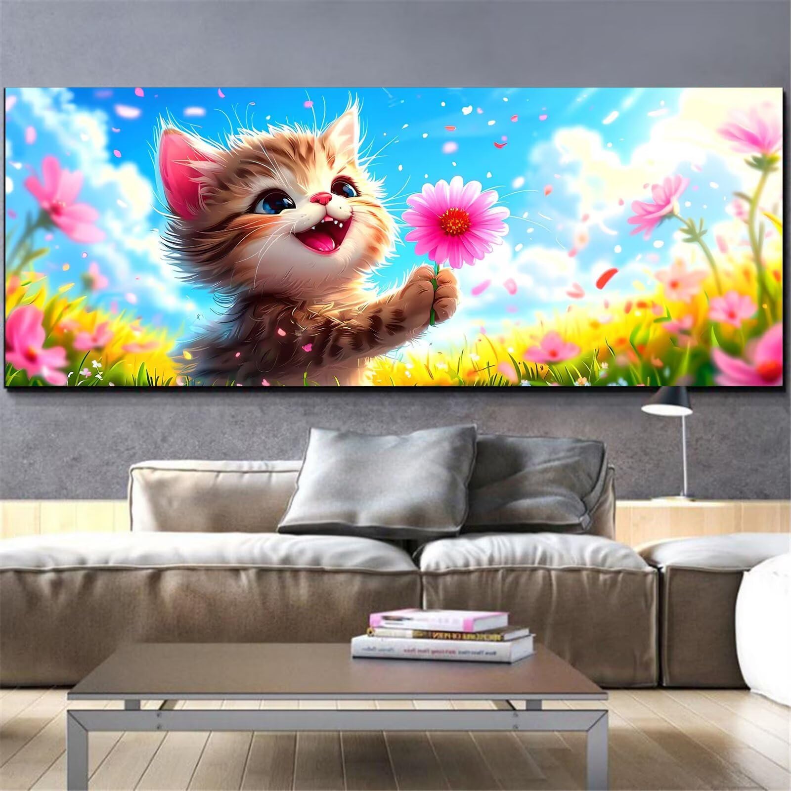 Diamond painting chat et fleur 50x100cm | Kit complet strass - 8