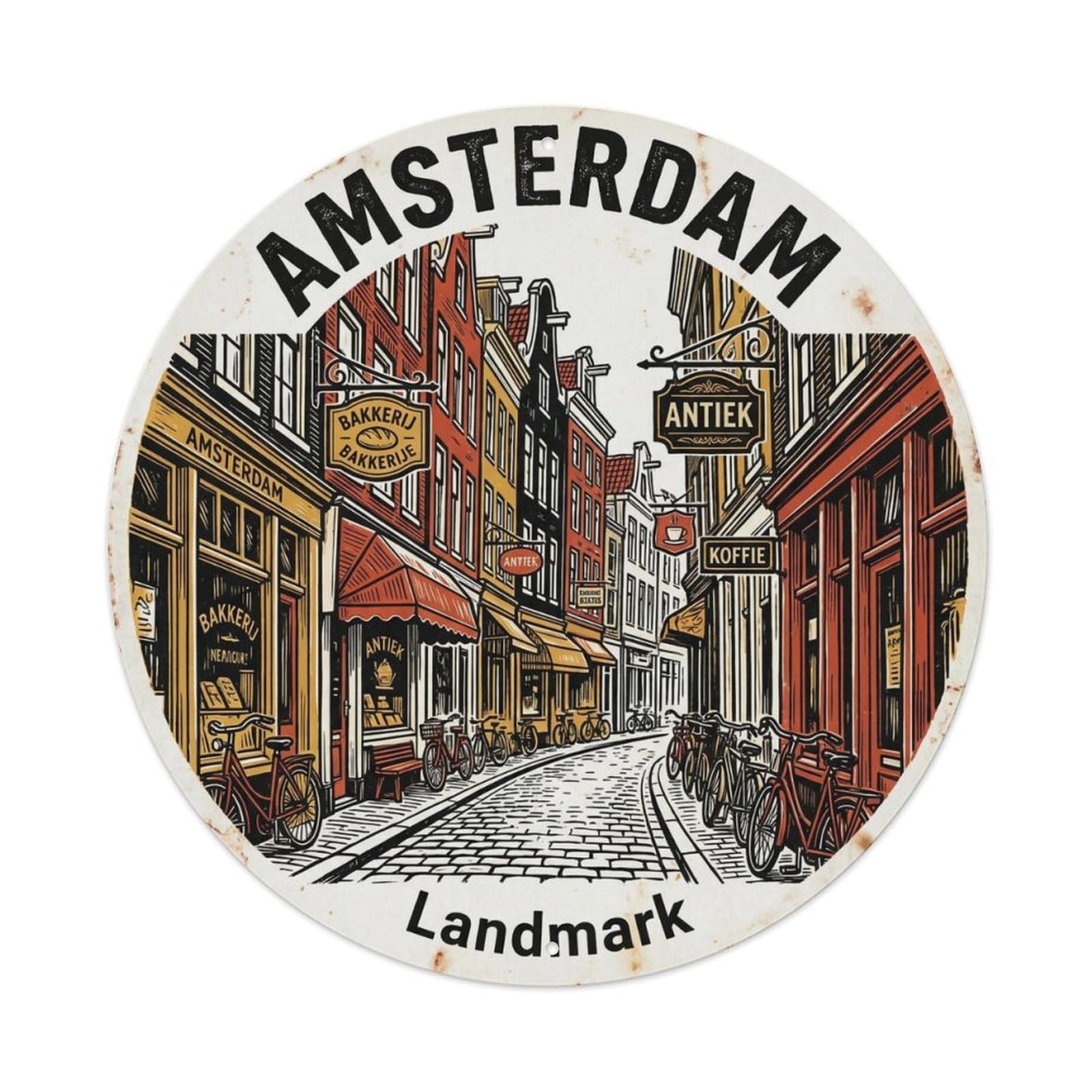 Vintage Travel Amsterdam Netherlands Legacy Metal Tin Sign