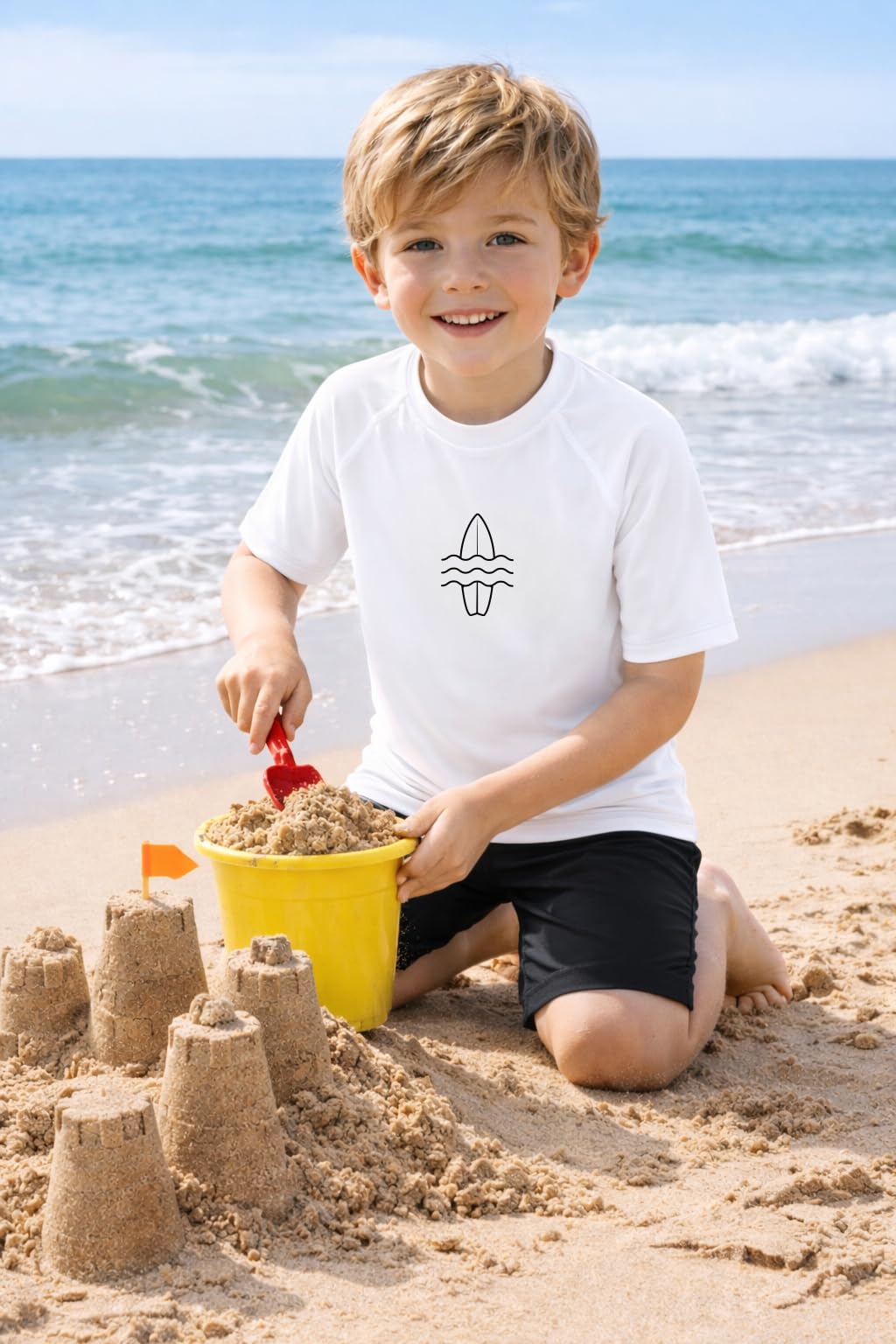 Camisas de protección para niños, camisetas de natación UPF 50+, protección solar, pesca, agua, playa, surf, trajes de baño de 3 a 14 años