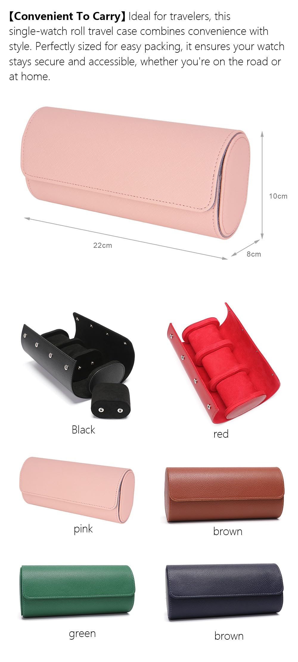 VENSOOL Premium PU Leather Handmade 3 Watch Storage Box For Men Women Travel Display Case Jewelry Gift Box Handcrafted Watch Organizer (Green)