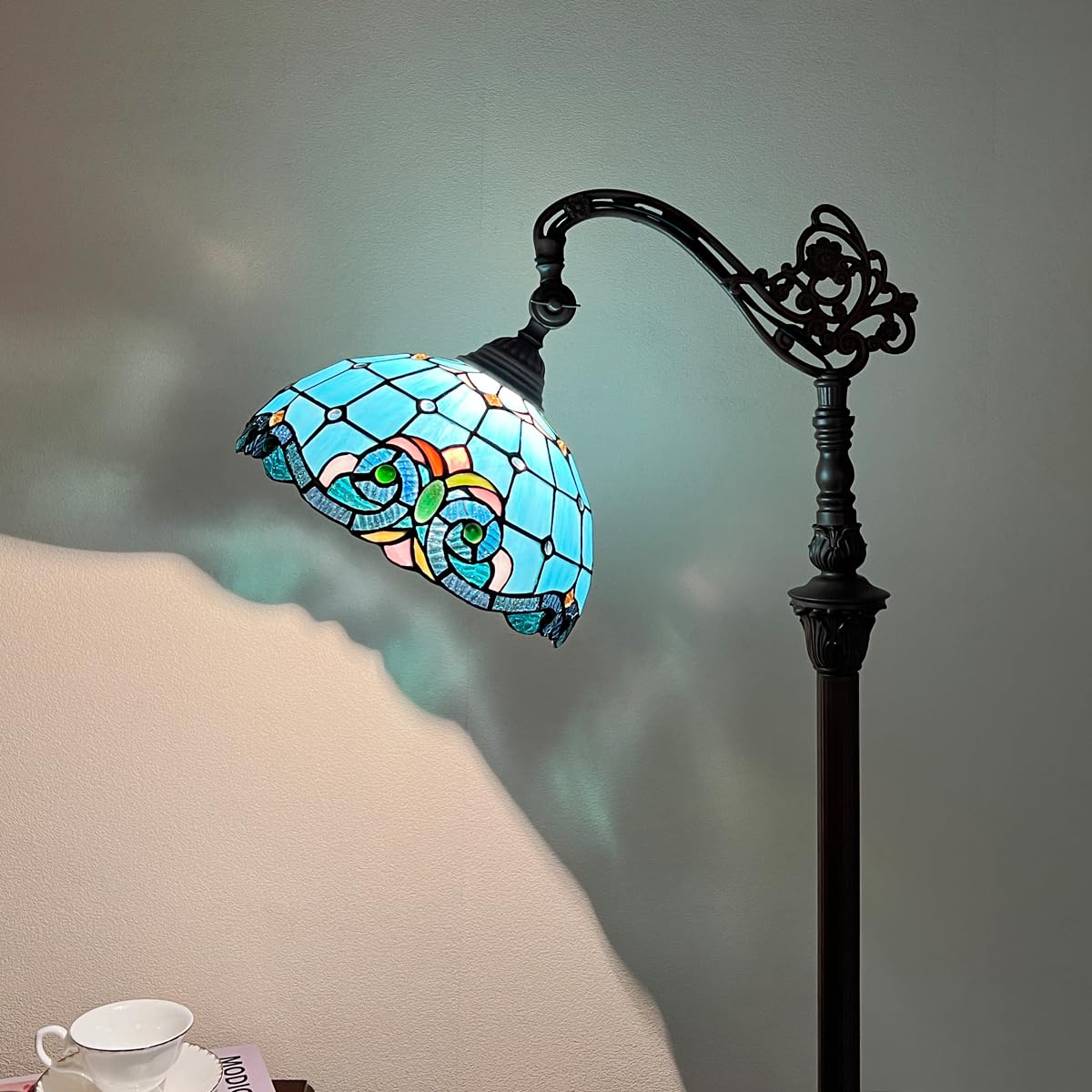 COTOSS Tiffany Reading Floor Lamp,Stained Glass Antique Floor