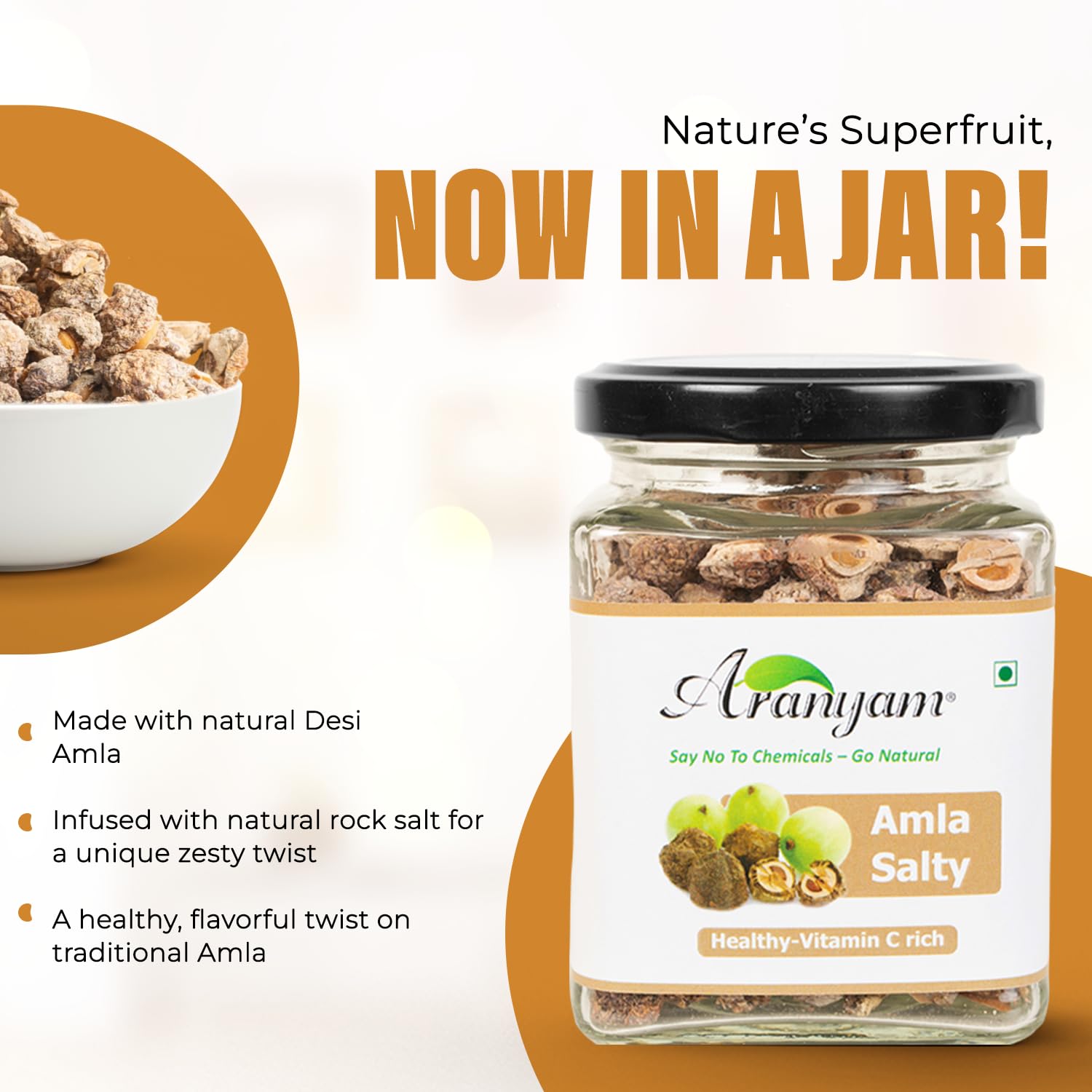 Aranyam Salted Amla Pachak Candy 100g - Fresh Desi Gooseberry Candy | Immunity Booster Digestive Candy | Chewy Amla Pachak Rich in Vitamin C & Antioxidants 1