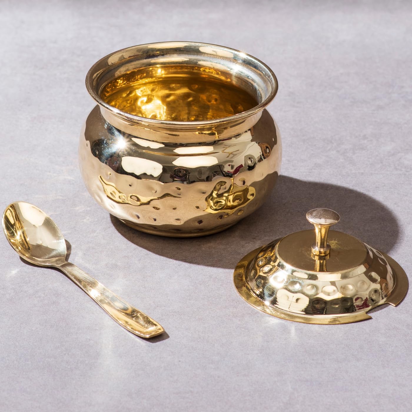 P-TAL Brass Oil Pot Oil Container Storage Jars Kitchen & Dining Spoon Gheapot Solid Brass (250ml) - 8.5oz