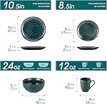 vancasso Starry 16 Pieces Green Dinnerware Set, Reactive Change Glaze Dinner Set, Plates and Bowls Set