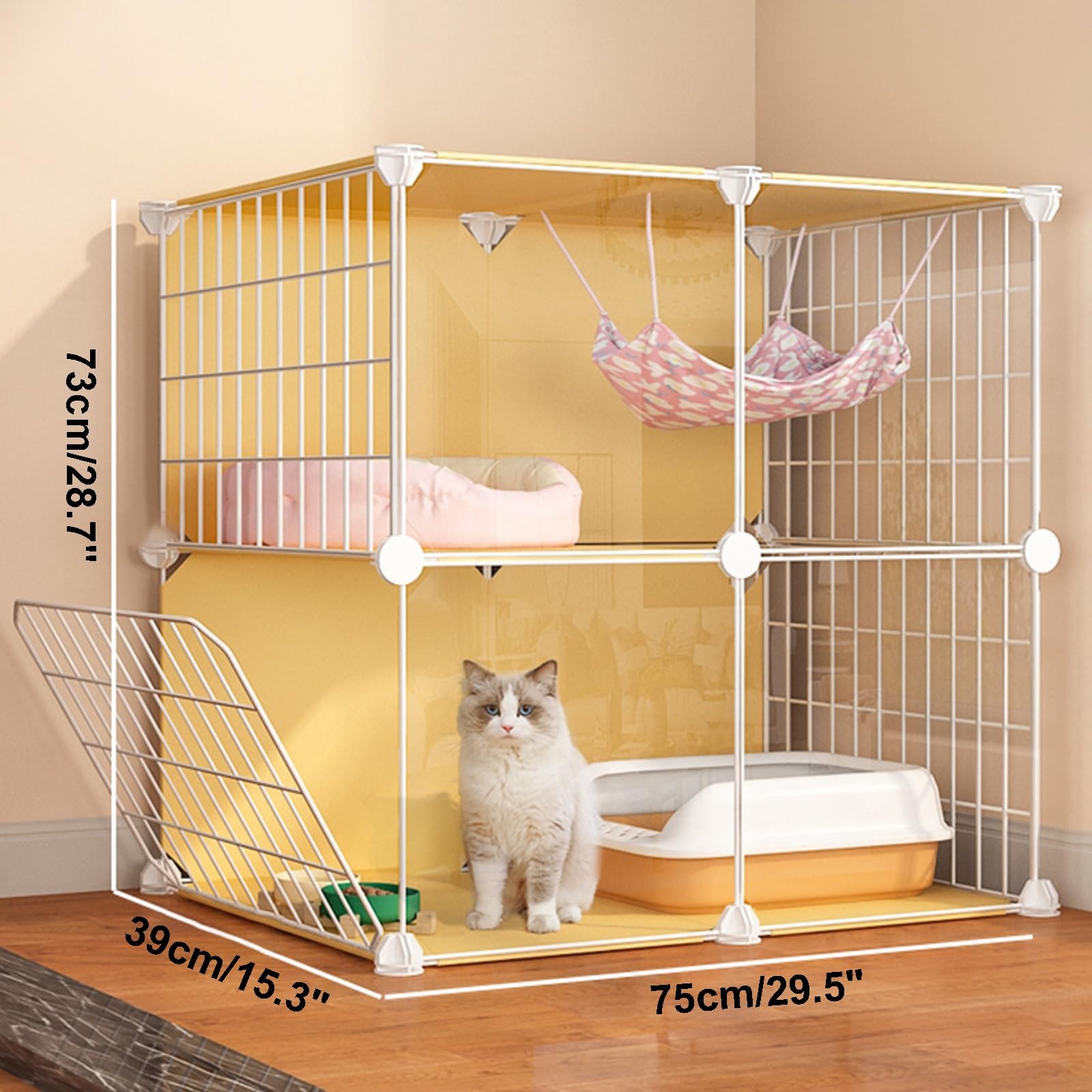 Katzenkäfig Indoor Kätzchen Gehege Metalldraht Zwinger Abnehmbare Haustierbox für Katzen Langlebiges Katzenzubehör für sicheren und sicheren Wohnraum