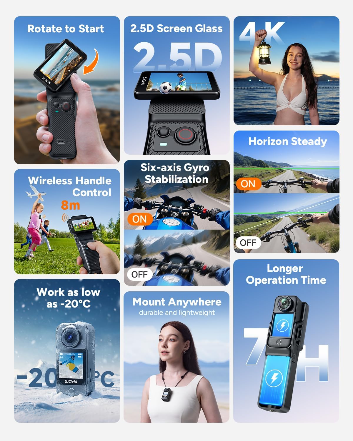 SJCAM C400 Vlogging Creators Combo (64GB),4K Pocket Camera,7H Power use,6-Axis Stabilizer,Vlogs influencers Cameras,2.29'' Touch Screen,30M Waterproof Body Cam,Vlogging Camera for YouTube - Image 2