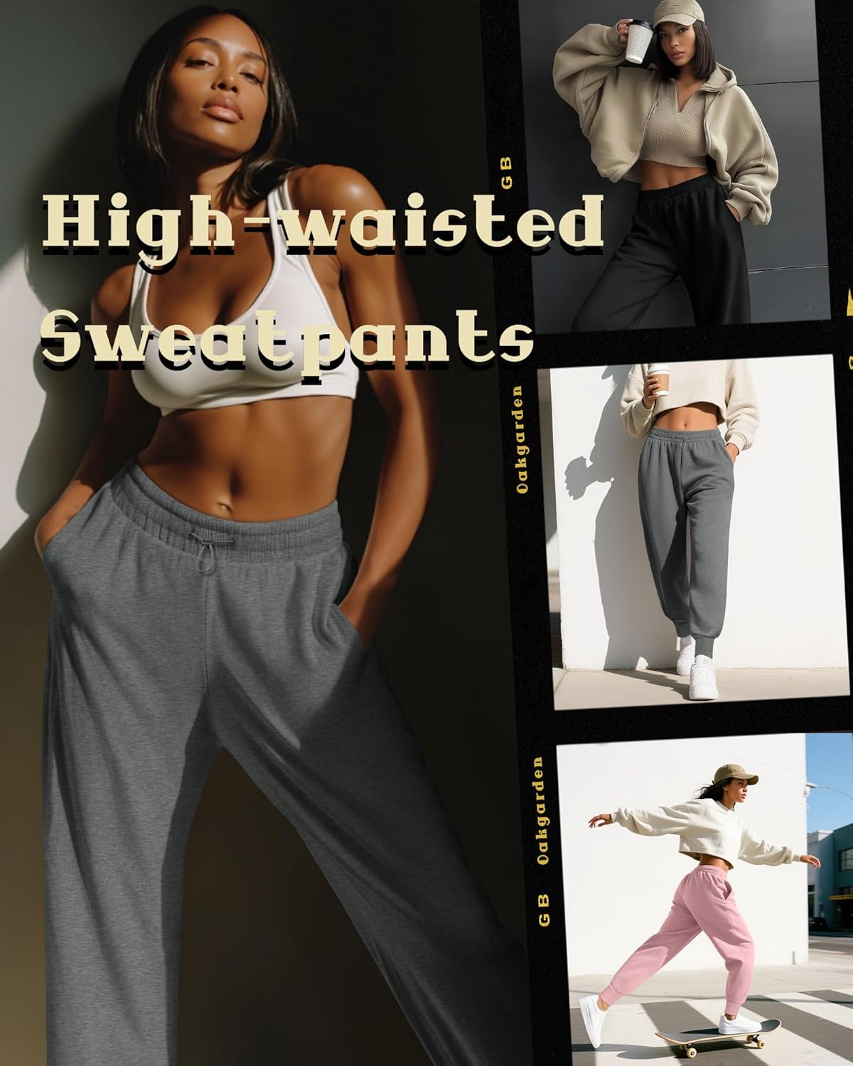 3 Pack Women's Sweatpants Jogger High Waisted Drawstring Athletic Running Yoga Workout Pants with Pockets - Image 6