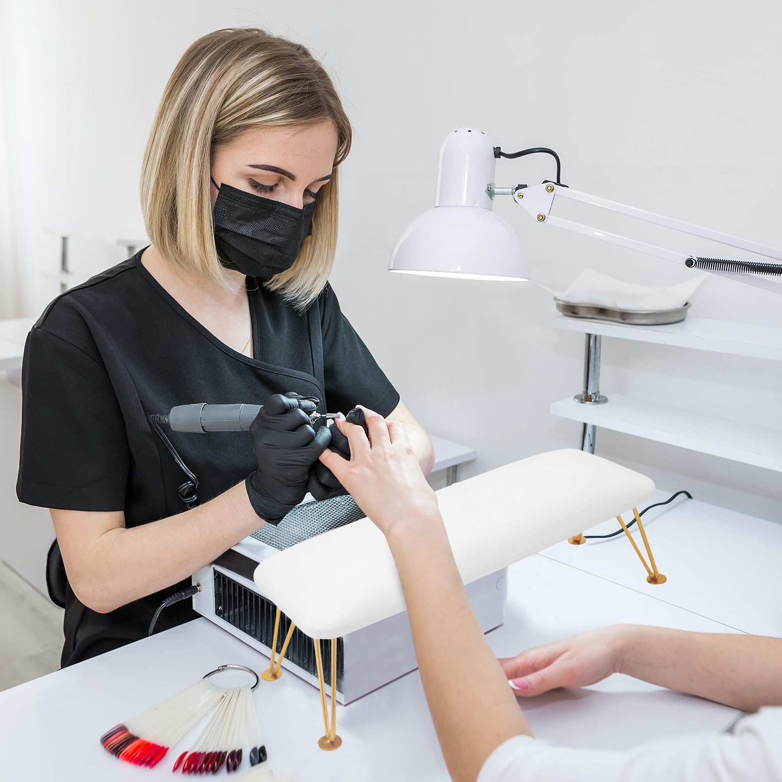Cuscino per unghie, in pelle PU, per unghie, professionale, adatto per nail art, adatto per chiodi, cornici per unghie, tavoli tecnici, nail art, tavoli antiscivolo in pelle (bianco)