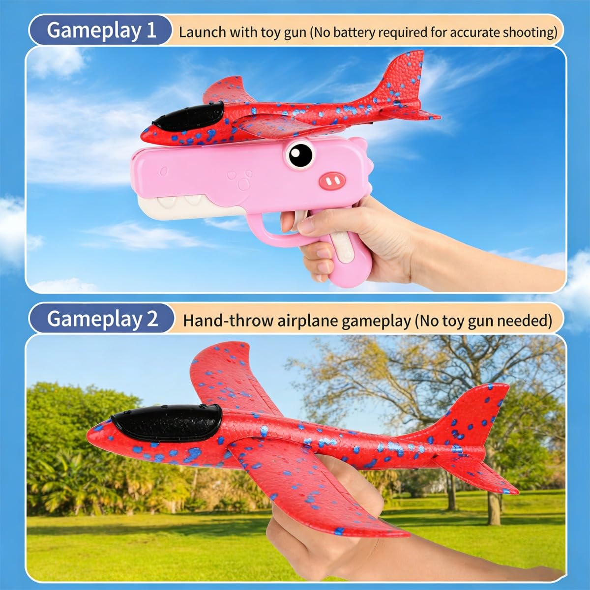 Generico Dinosaur Foam Glider Launcher Toy, Foam Glider Airplane Launcher Toy Dual Flight Modes, Fun Outdoor Flying Catapult Toy - Fun Birthday Gifts & Party Favors (3MIX)