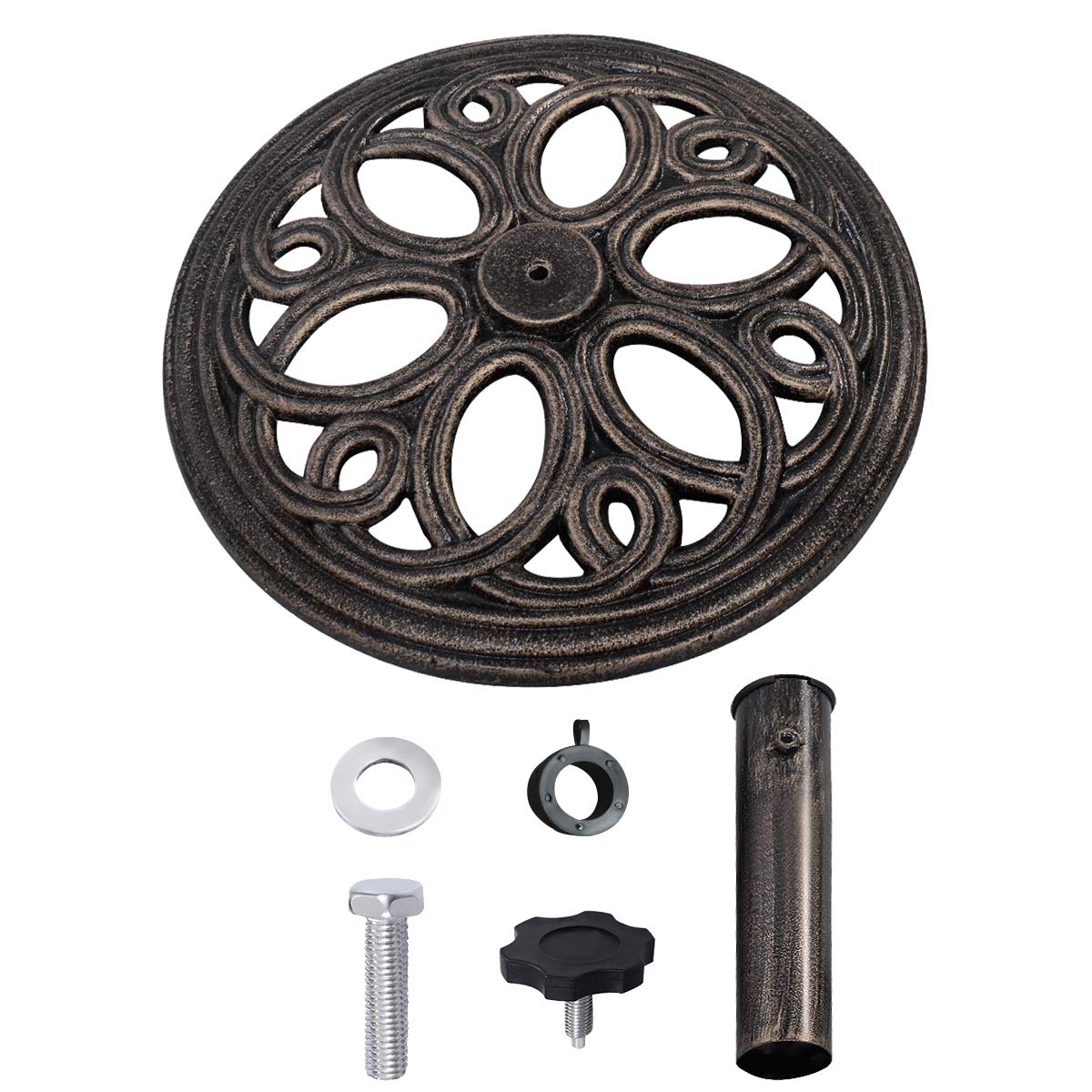 COSTWAY Pied de Parasol Rond en Fonte pour Mât ∅38-48mm