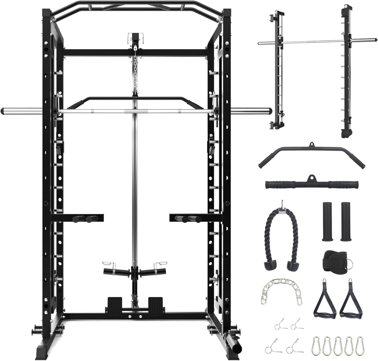 STMHOM STMHOM Power Cage – 1600 Lbs Capacity with Smithbar & LAT Pulldown - Image 9