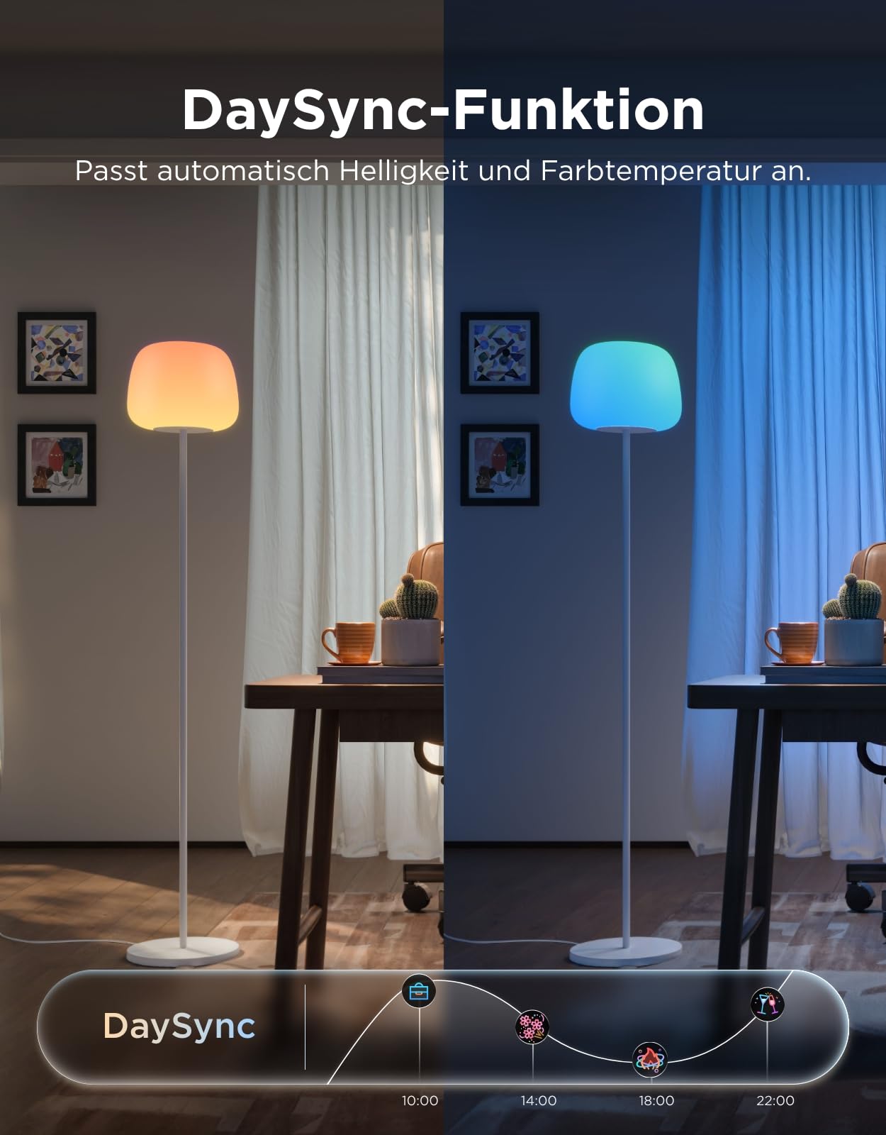 Govee LED Stehlampe RGBICWW 160cm Dimmbar 1000K-10000K 1400lm Matter Alexa Kompatibel Weiß Silikonkopf