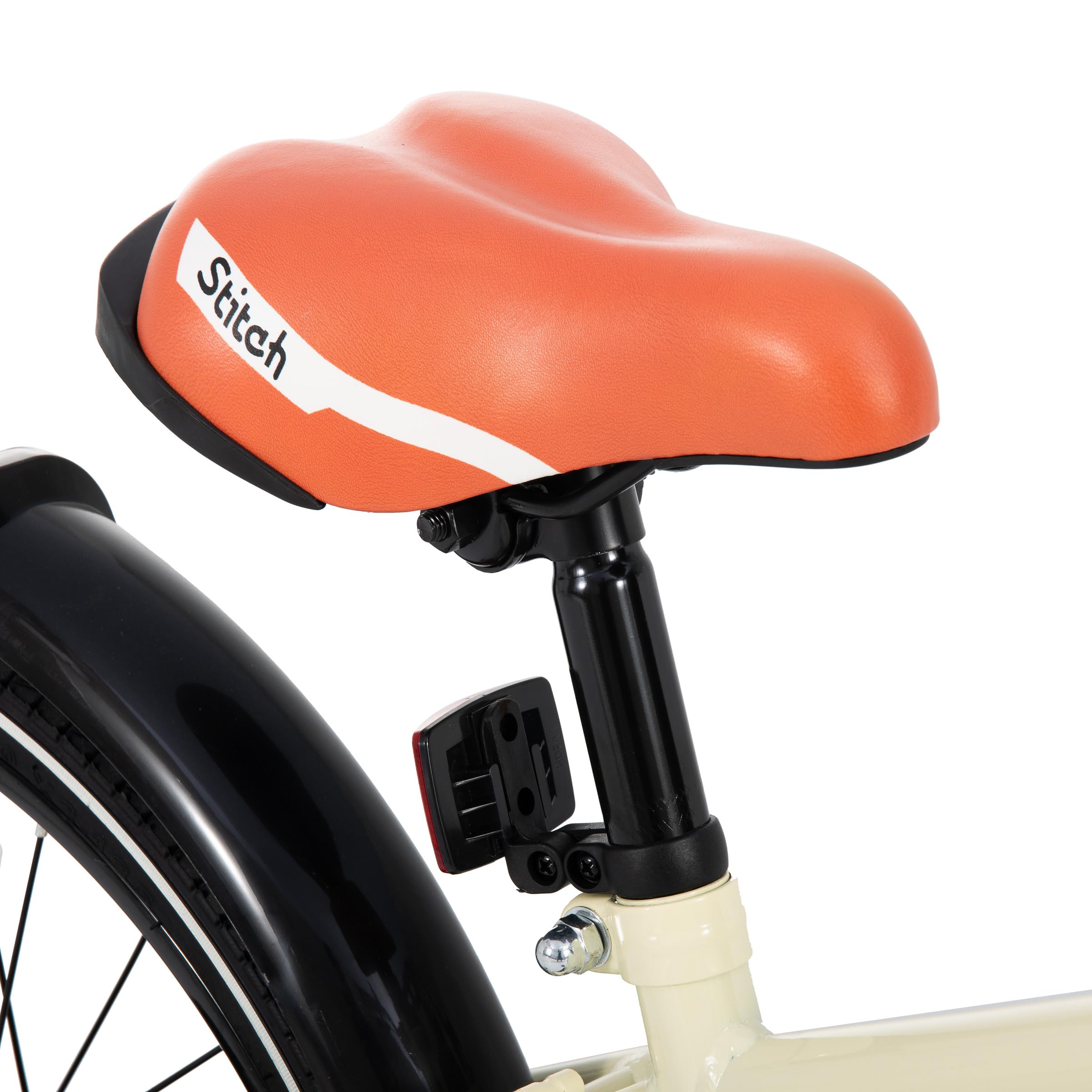 STITCH Bici vintage de 18 pulgadas para niños y niñas de 6 a 8 años, bici infantil de 18 pulgadas con estabilizador y soporte, beige