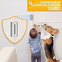 Vista 6 de Cerradura de puerta de seguridad para el hogar, paquete de 2 cerraduras de refuerzo de puerta a prueba de niños con tope de 3 pulgadas, soporta 800
