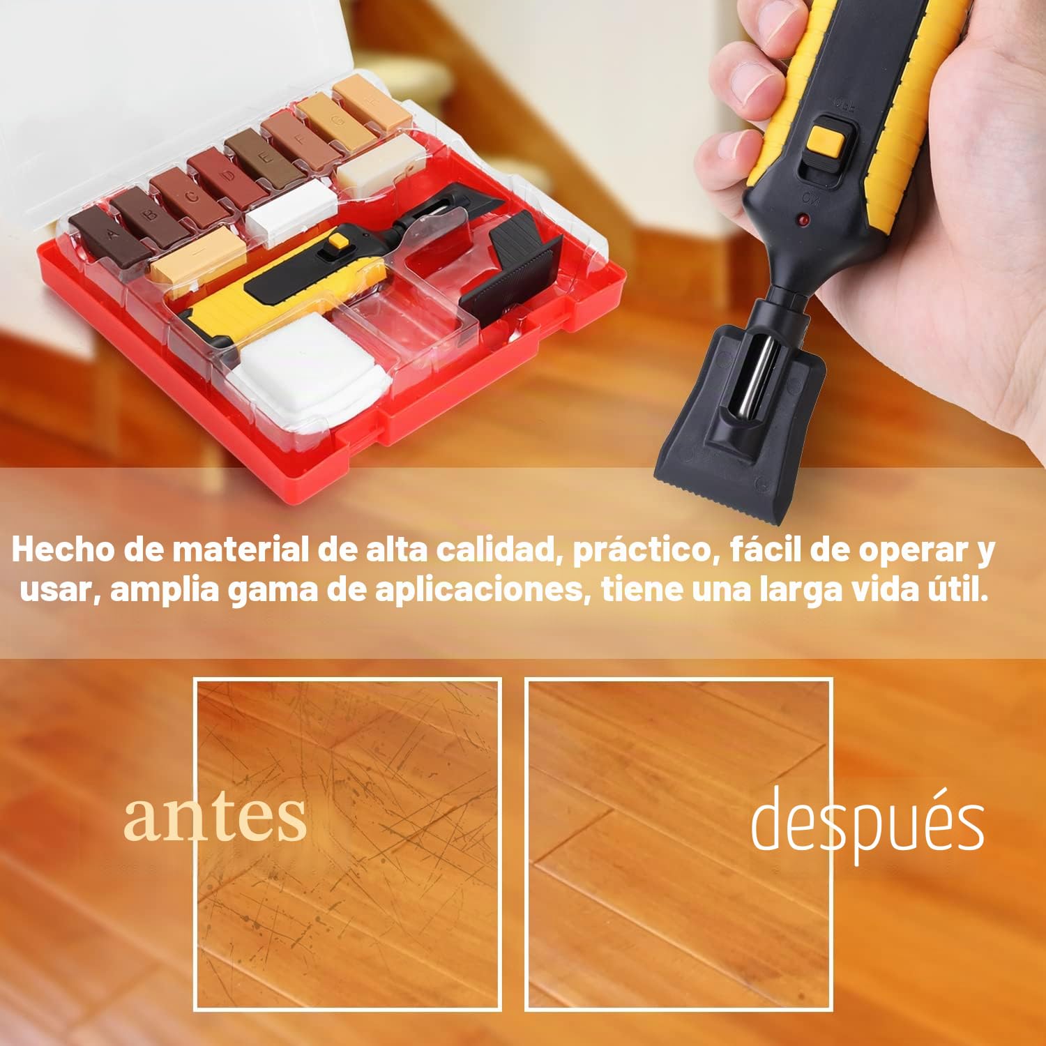 Kit de Reparación de Laminado, Parquet de Madera, Cera Dura para Muebles, Piso, Vinilo de PVC, Masilla